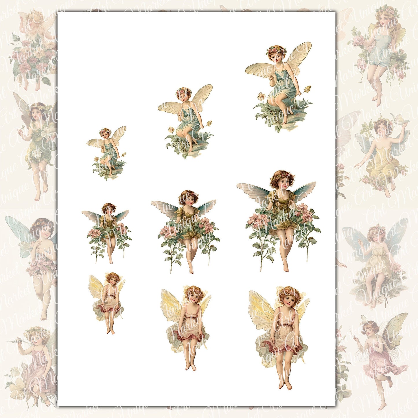 Vintage Fairies Fussy Cuts Ephemera for Junk Journal Kit, nostalgic Digital Download, Printable Pixie fairy Collage Sheet, Journal Supplies