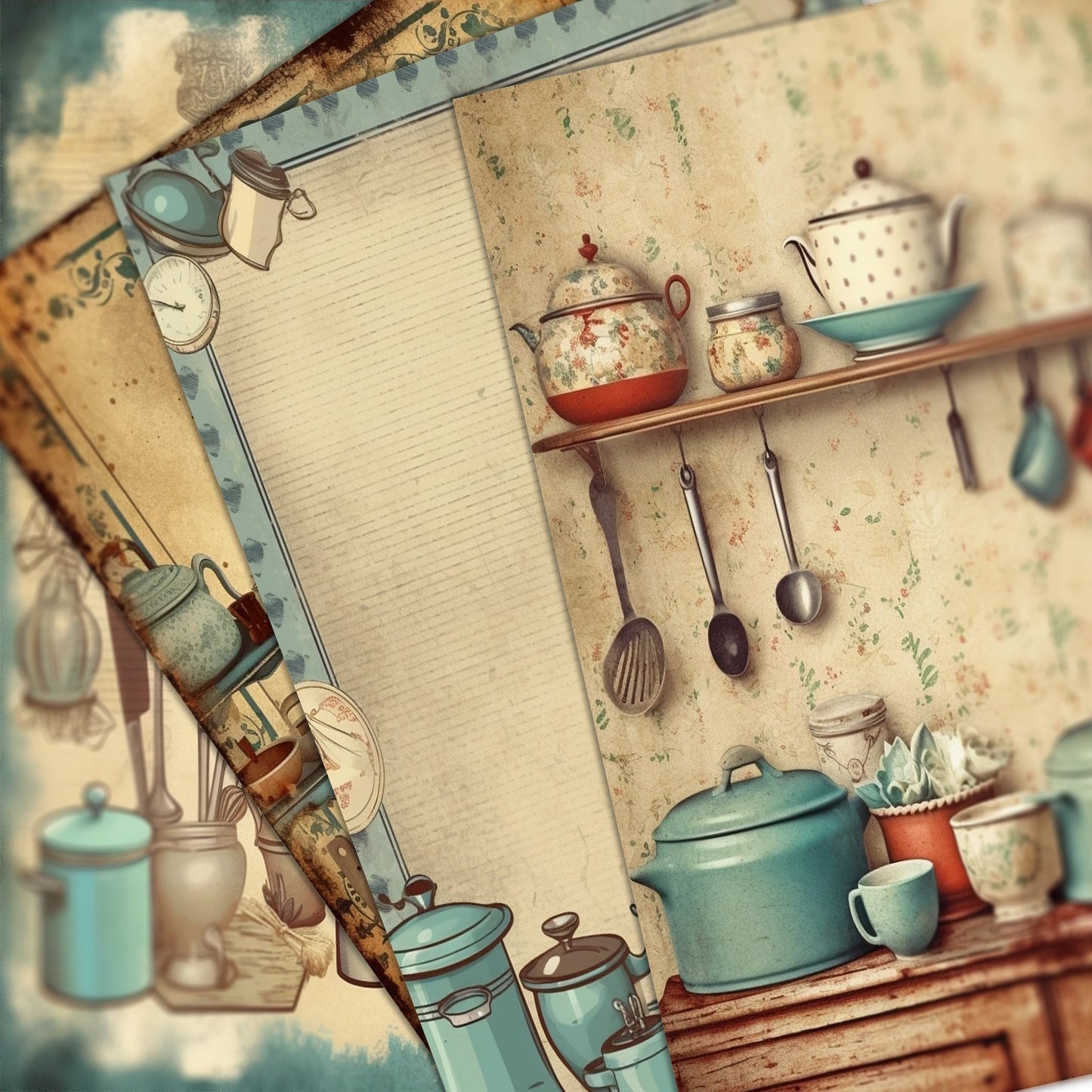 vintage retro housewife - kitchen journals - Fussy Cuts Digital Bundle for Junk Journaling. ephemera Scrapbook, Paper Crafts Scrapbooking