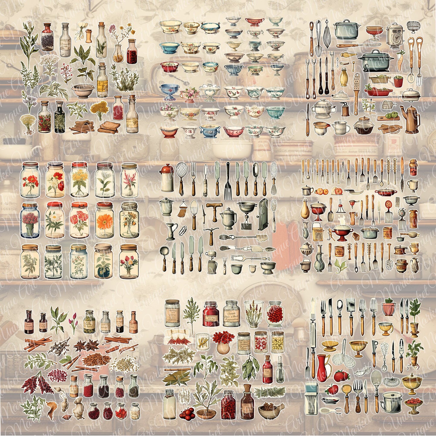 vintage kitchen and retro housewife - kitchen journals - Fussy Cuts Digital Junk Journaling. ephemera Scrapbook, Paper Crafts Scrapbooking