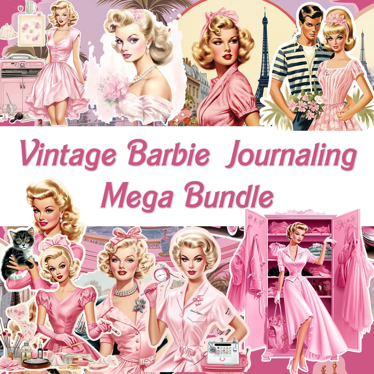 Vintage Barbie Mega bundle, junk journaling and Crafts , Barbie collage fussy cuts , printable barbie doll , vintage ephemera scrapbooking