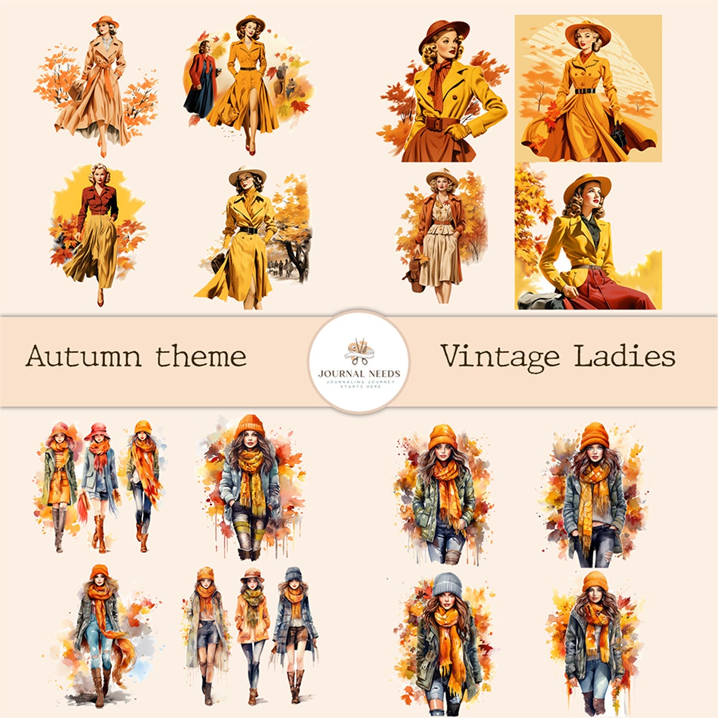 Autumn Harvest Delights: A Bounty of Printables for Journaling and Scrapbooking . Autumn Journal kit . Vintage Ephemera and fussy cuts