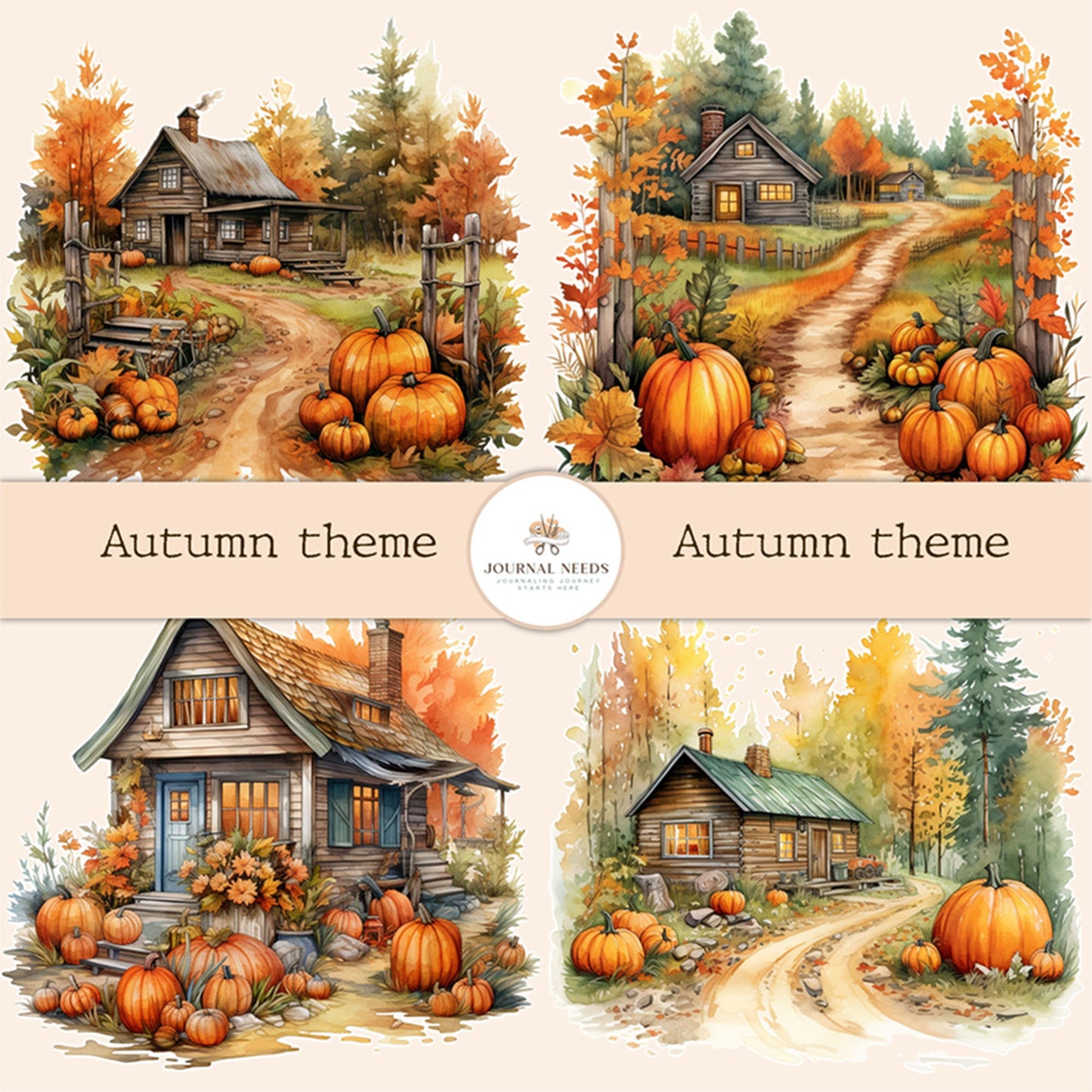 Autumn Harvest Delights: A Bounty of Printables for Journaling and Scrapbooking . Autumn Journal kit . Vintage Ephemera and fussy cuts