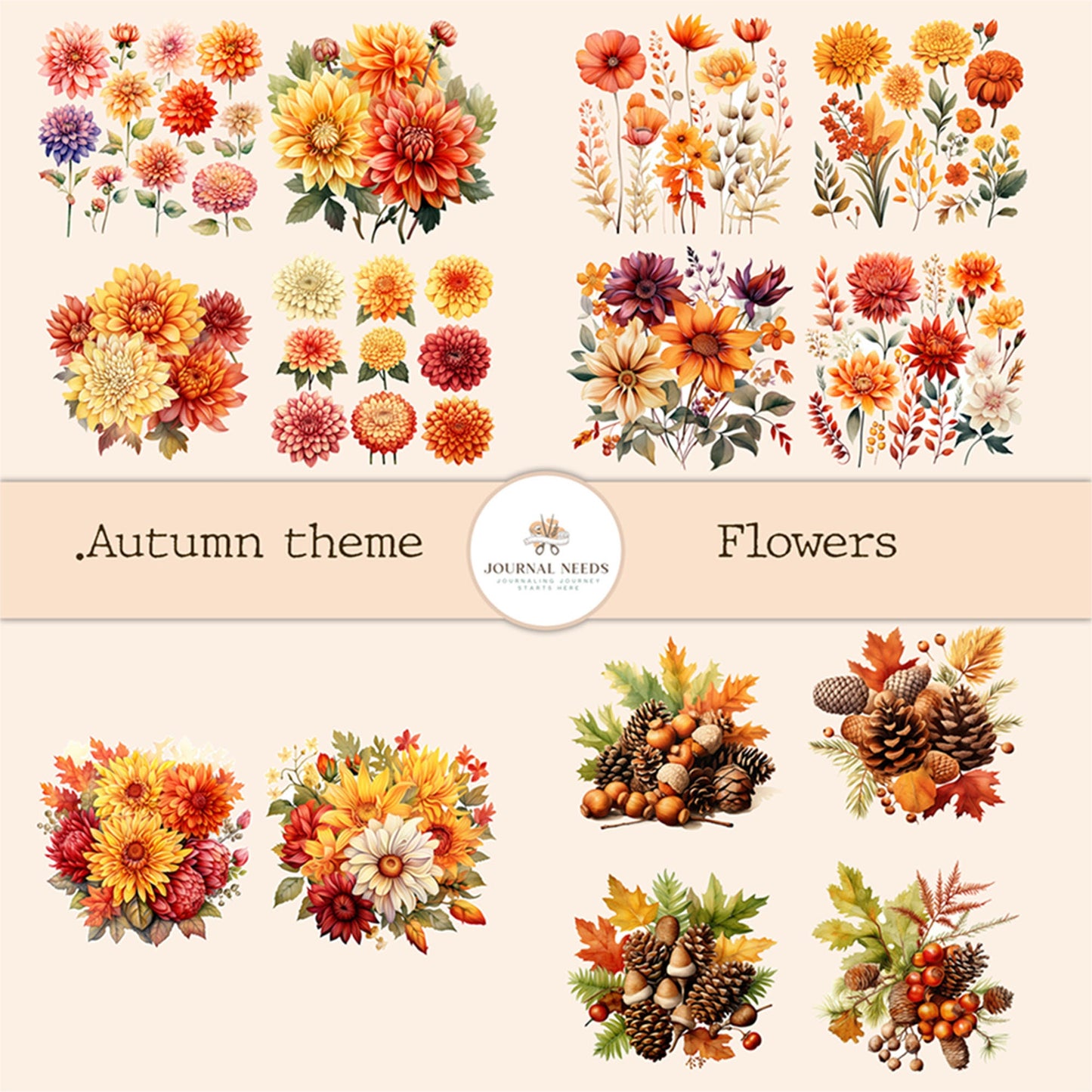 Autumn Harvest Delights: A Bounty of Printables for Journaling and Scrapbooking . Autumn Journal kit . Vintage Ephemera and fussy cuts