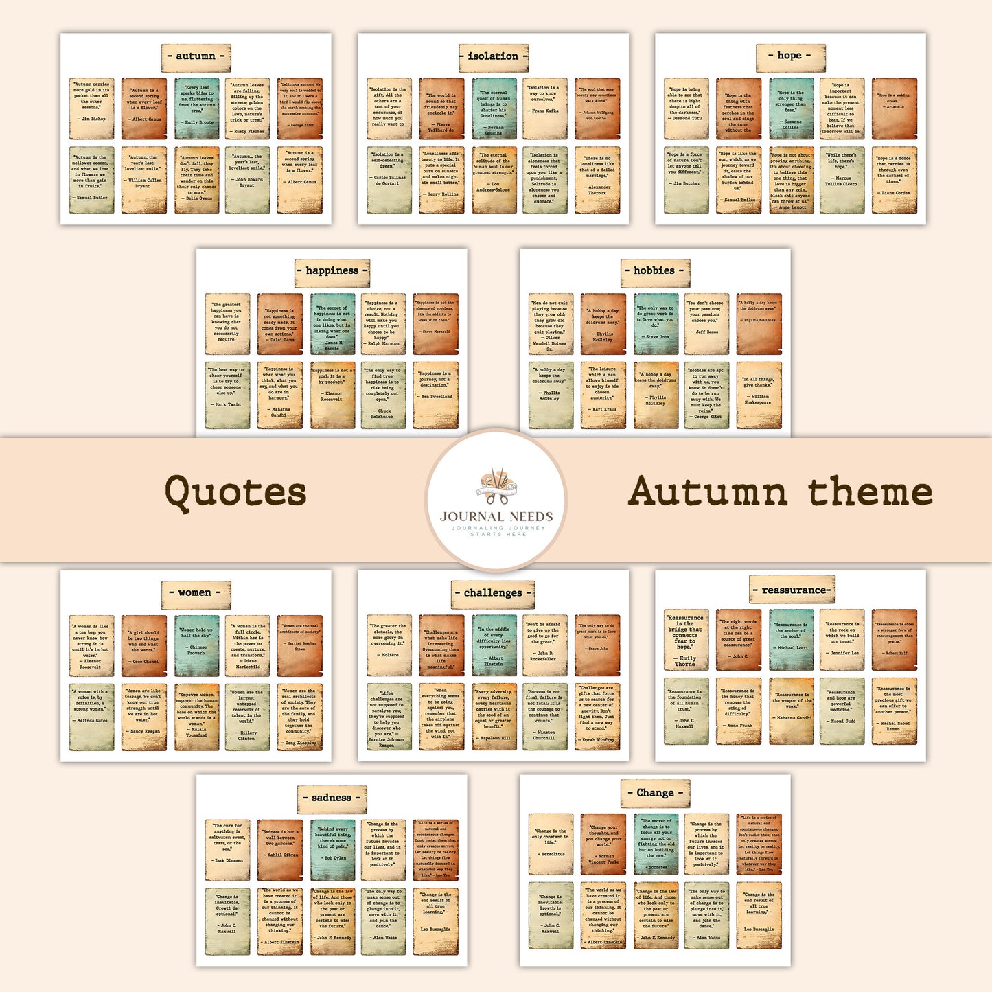 Inspirations quotes on Vintage Pages: A Collection of 100 Quotes for Your Journaling Needs. vintage ephemera for journaling