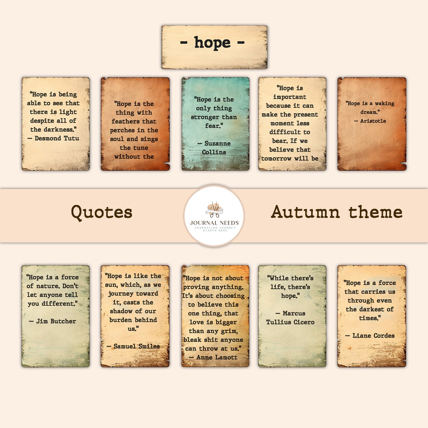 Inspirations quotes on Vintage Pages: A Collection of 100 Quotes for Your Journaling Needs. vintage ephemera for journaling