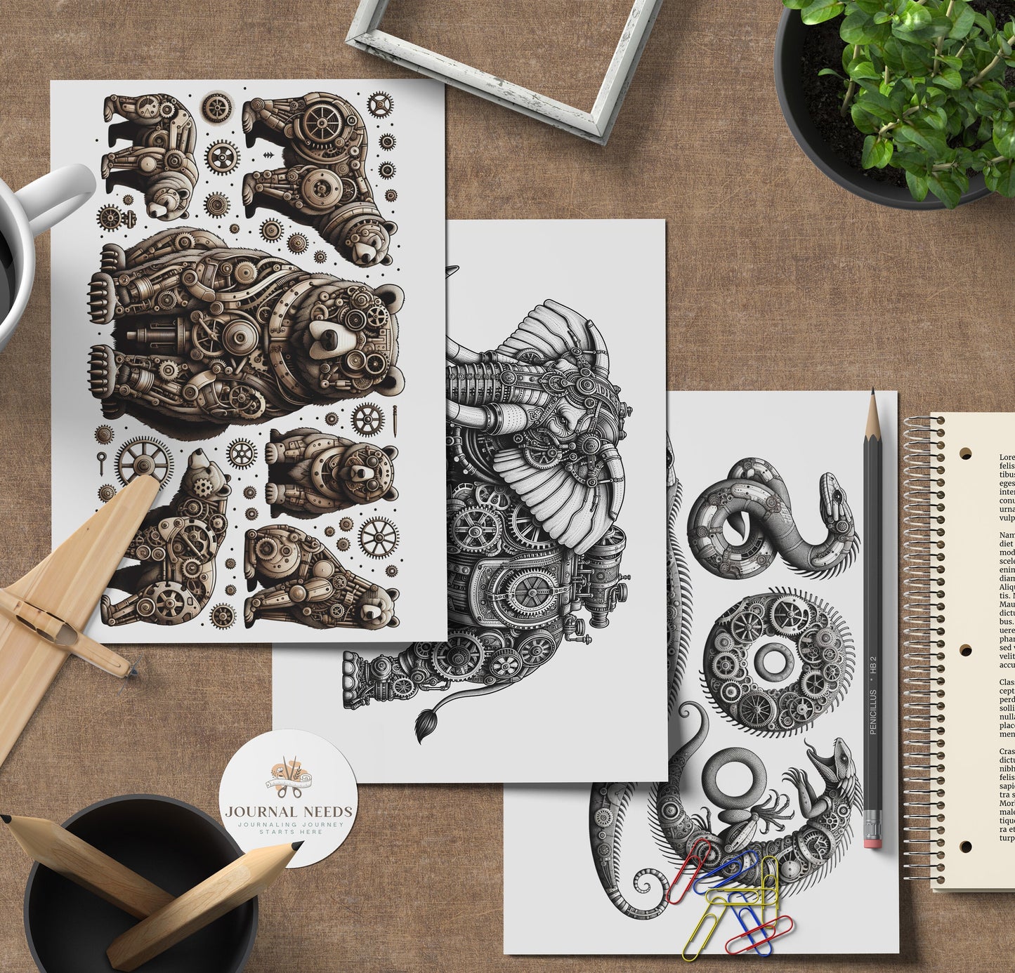 Steampunk Vintage Collage Sheets 47 . Backgrounds Bundle - Quality PNG, PDF, JPG - for Junk Journaling Scrapbooking and more | journal needs