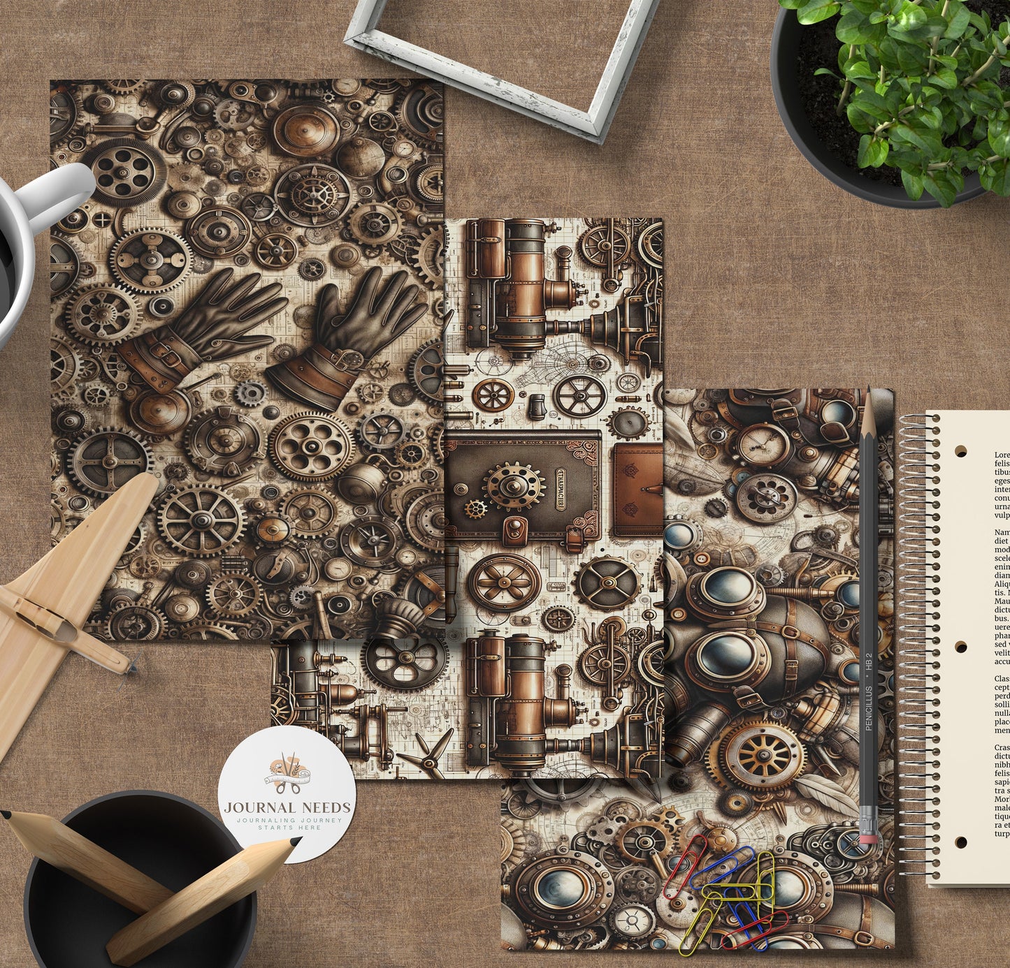 Steampunk Vintage Collage Sheets 47 . Backgrounds Bundle - Quality PNG, PDF, JPG - for Junk Journaling Scrapbooking and more | journal needs