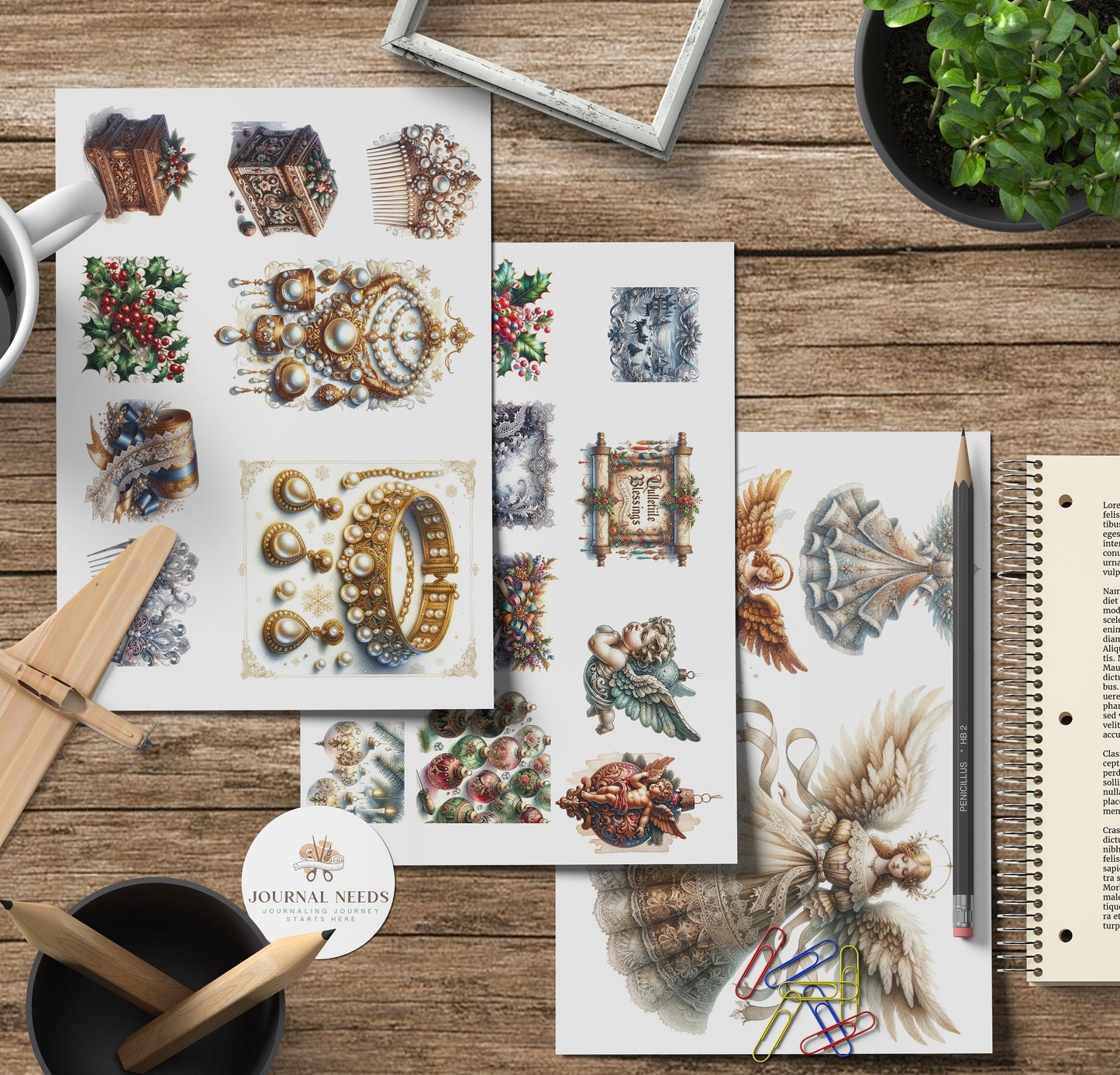 Victorian Yuletide Elegance: A Grand Collection of Over 50 sheet - 200 Vintage Christmas Images - christmas journal kit printable fussy cuts