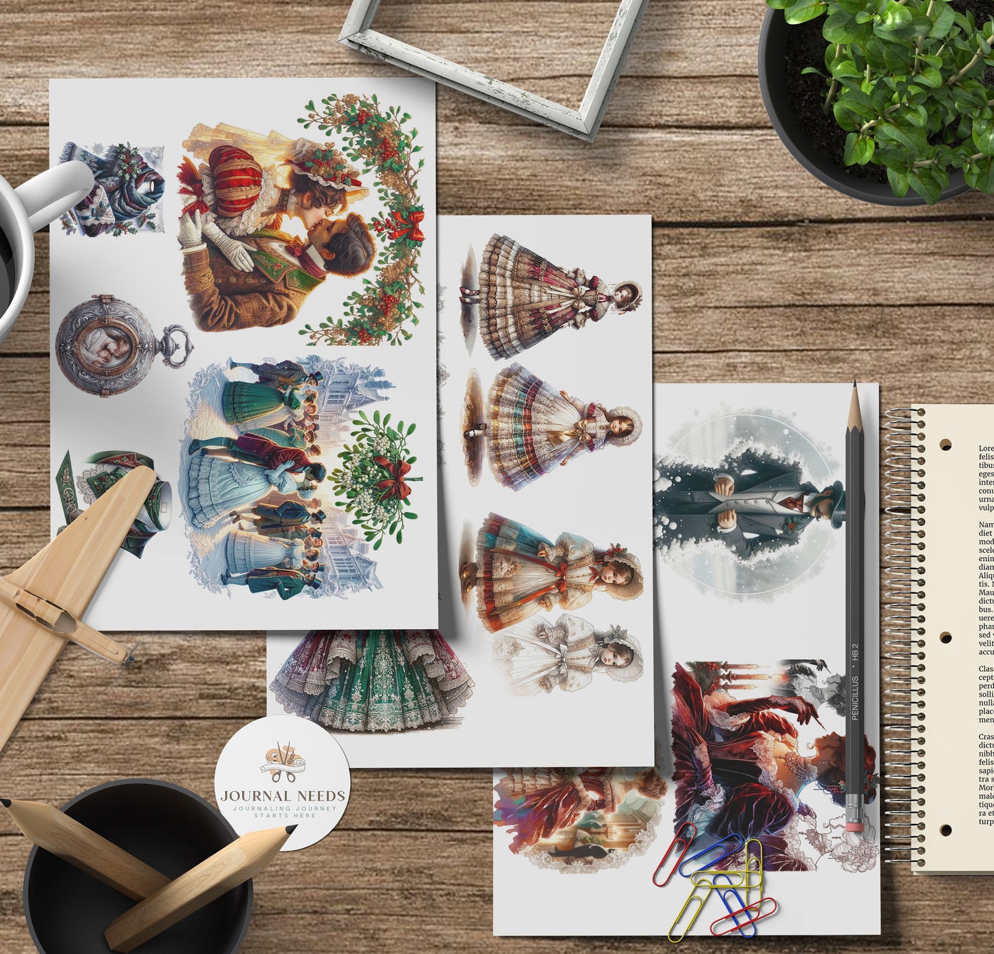 Victorian Yuletide Elegance: A Grand Collection of Over 50 sheet - 200 Vintage Christmas Images - christmas journal kit printable fussy cuts