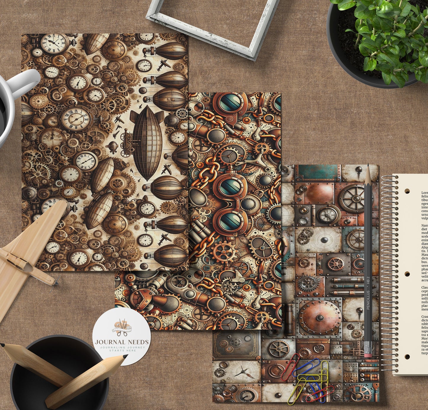 Steampunk Vintage Collage Sheets 47 . Backgrounds Bundle - Quality PNG, PDF, JPG - for Junk Journaling Scrapbooking and more | journal needs