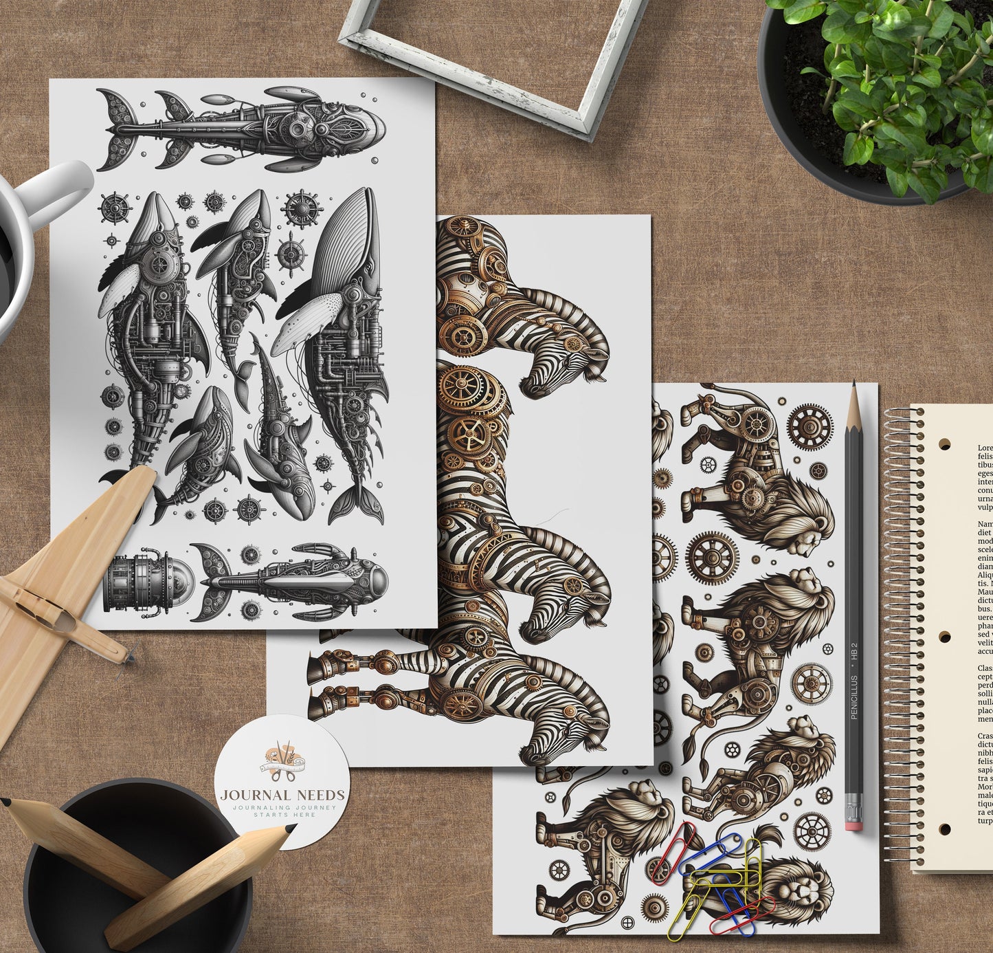 Steampunk Vintage Collage Sheets 47 . Backgrounds Bundle - Quality PNG, PDF, JPG - for Junk Journaling Scrapbooking and more | journal needs
