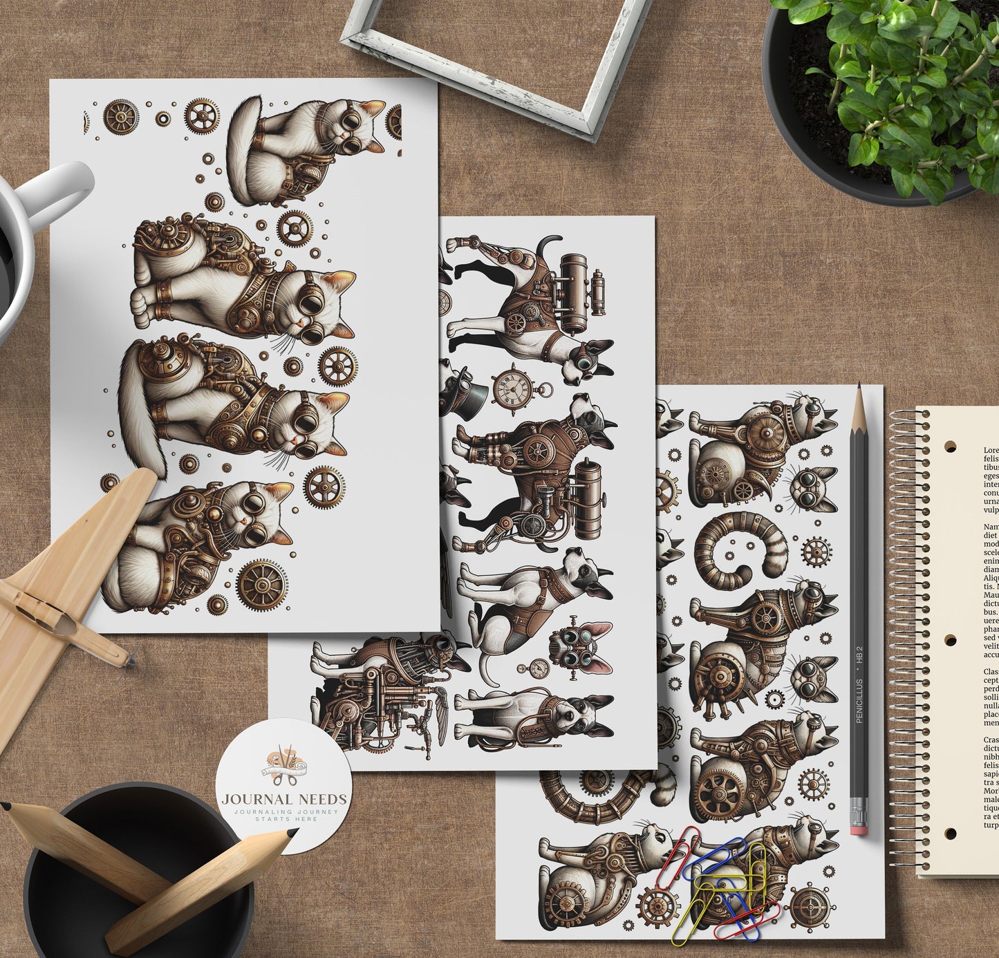 Steampunk Vintage Collage Sheets 47 . Backgrounds Bundle - Quality PNG, PDF, JPG - for Junk Journaling Scrapbooking and more | journal needs
