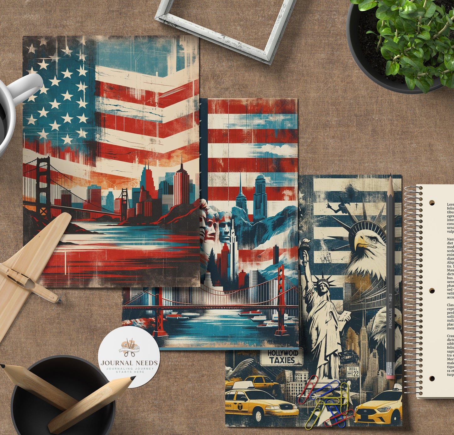 Vintage Americana Grunge: 15-Page Digital Collection for Scrapbooking and Junk Journaling - JPG & PDF - junk journal pages - united states