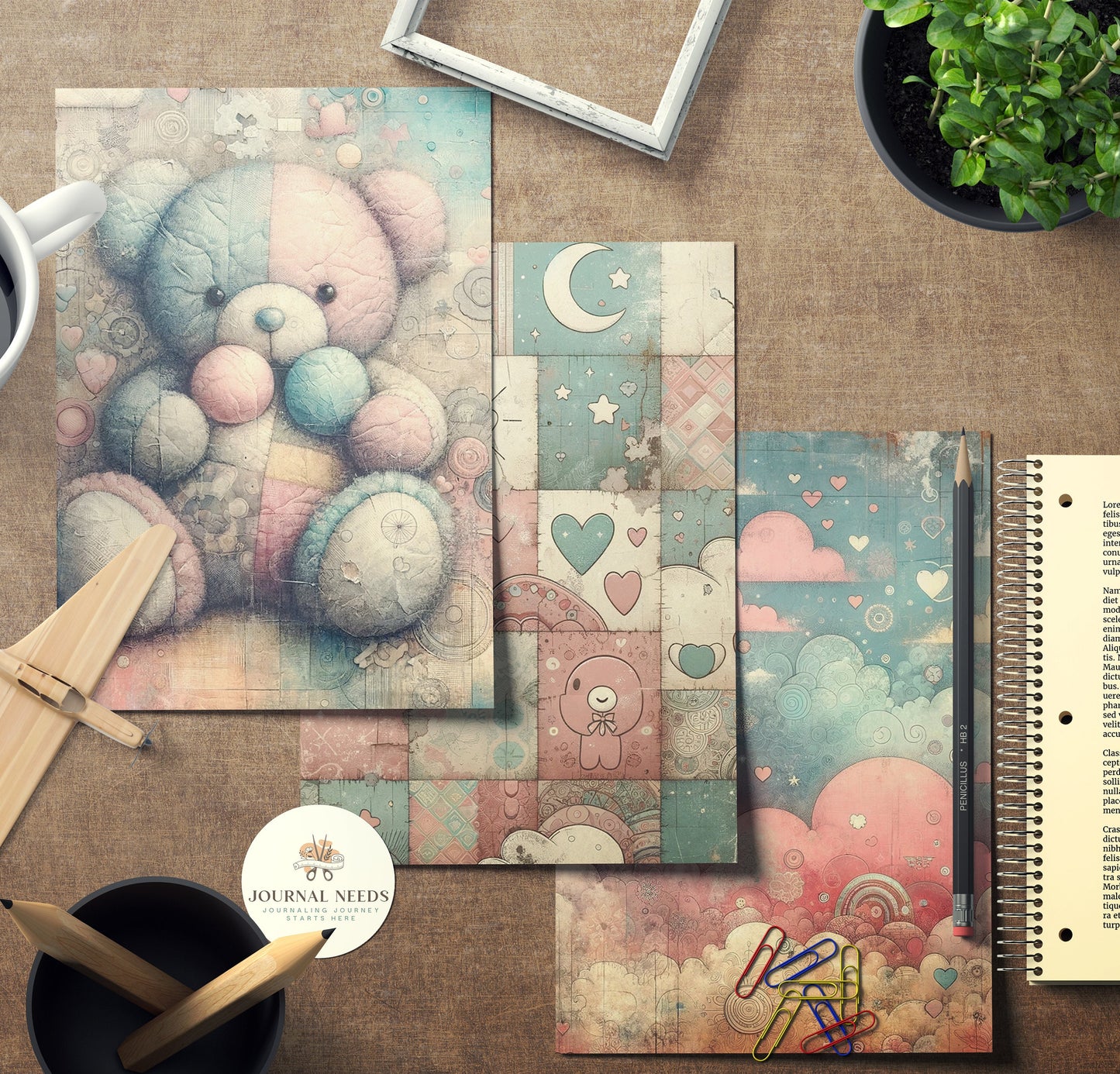 Grungy Chubby Chic Papers: 24 Rustic Charm Infused Sheets for Your Junk Journals and Craft Projects vintage pages