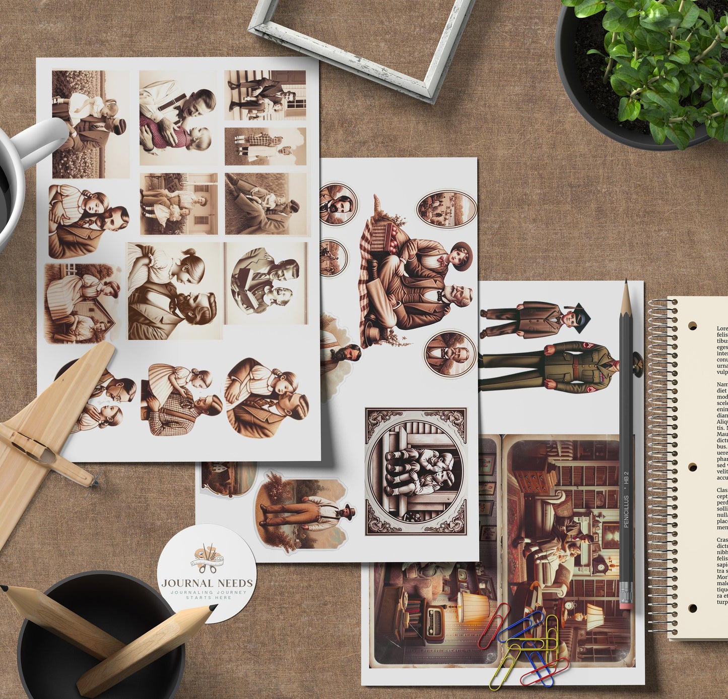 Generations of Gentlemen 36 sheet : Vintage Journaling Tales for Scrapbooking & Memory Keeping - Timeless Fatherhood Designs and ephemera