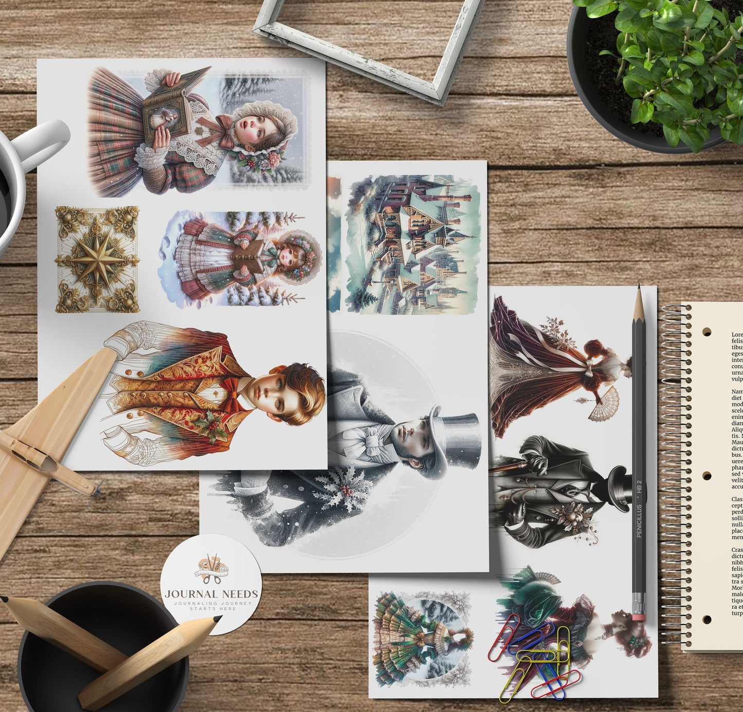 Victorian Yuletide Elegance: A Grand Collection of Over 50 sheet - 200 Vintage Christmas Images - christmas journal kit printable fussy cuts