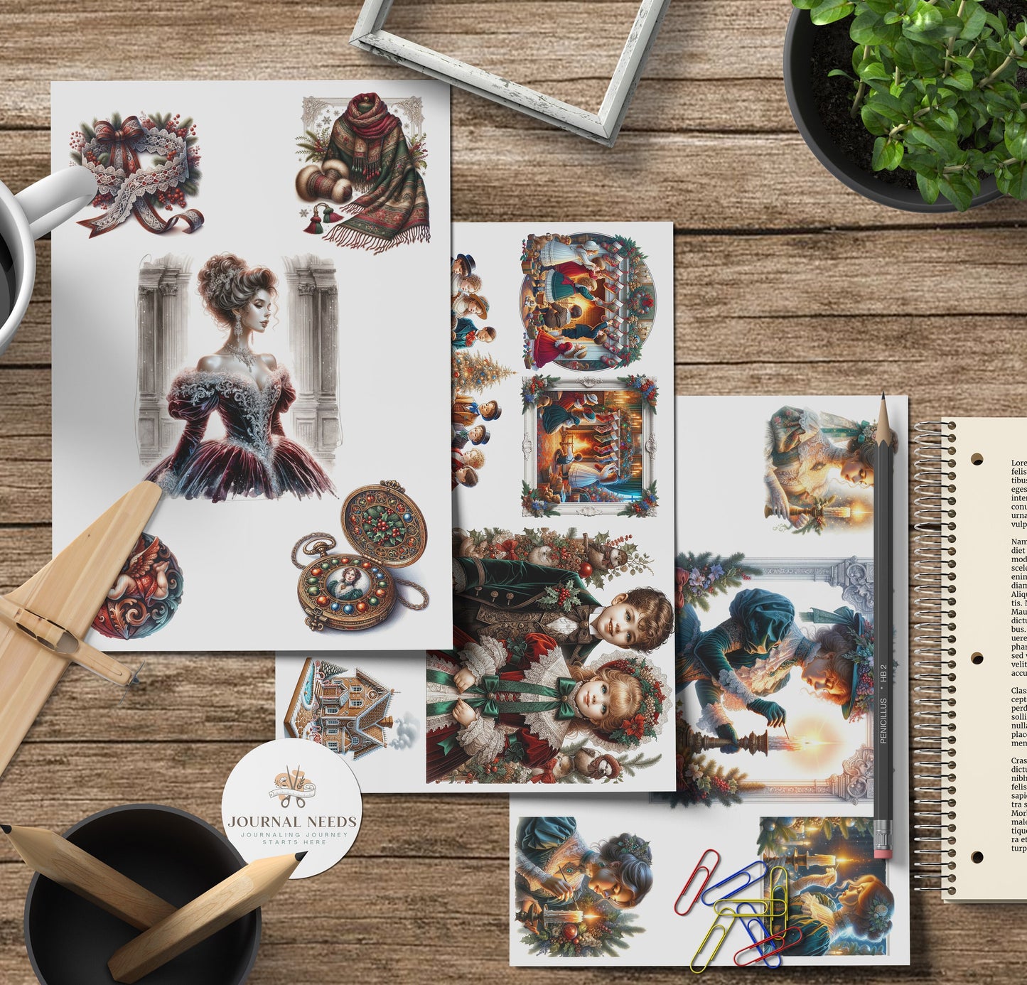 Victorian Yuletide Elegance: A Grand Collection of Over 50 sheet - 200 Vintage Christmas Images - christmas journal kit printable fussy cuts