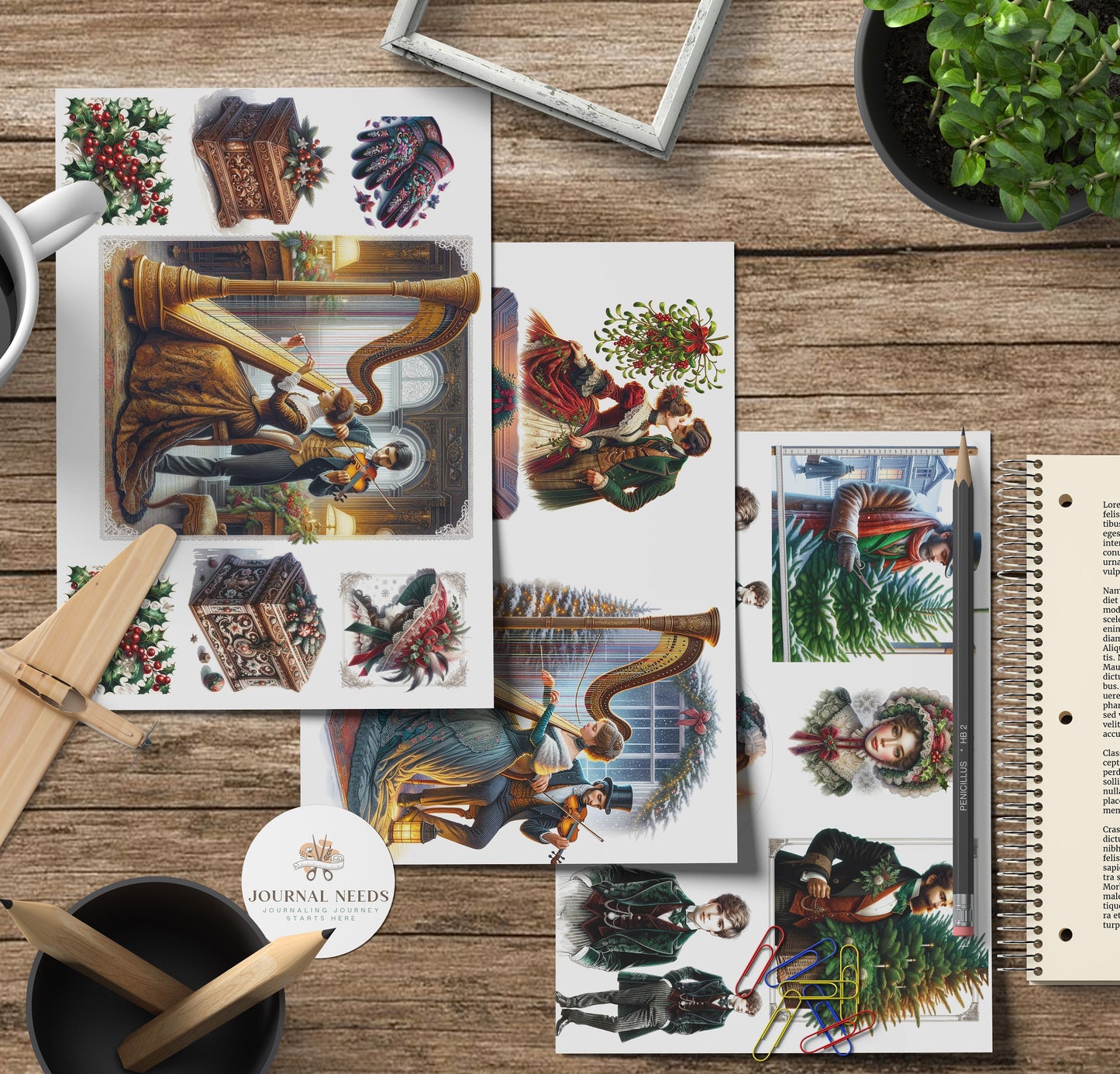 Victorian Yuletide Elegance: A Grand Collection of Over 50 sheet - 200 Vintage Christmas Images - christmas journal kit printable fussy cuts