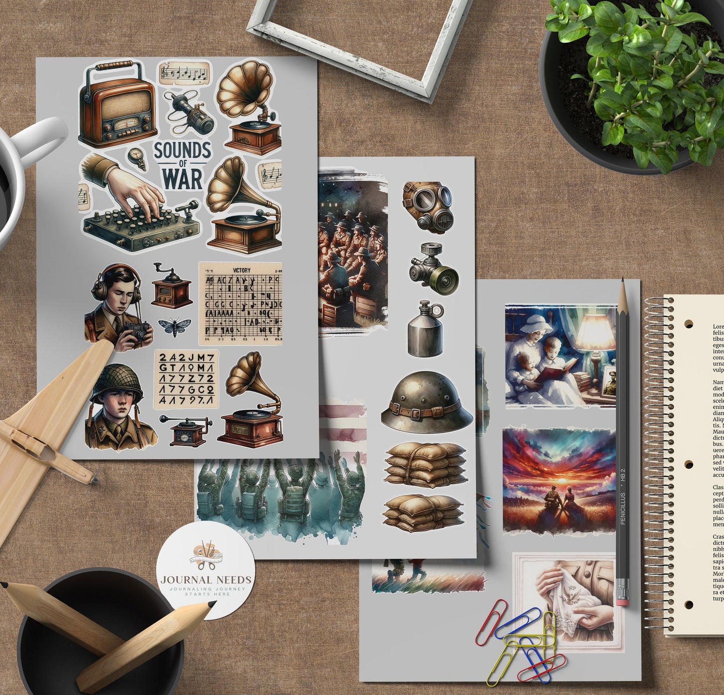 Vintage Valor Chronicles 1940 WW2 : +60 SHEET Exclusive Military-Themed Junk Journal Kit - Collectible Ephemera & Antiques - Fussy, ephemera