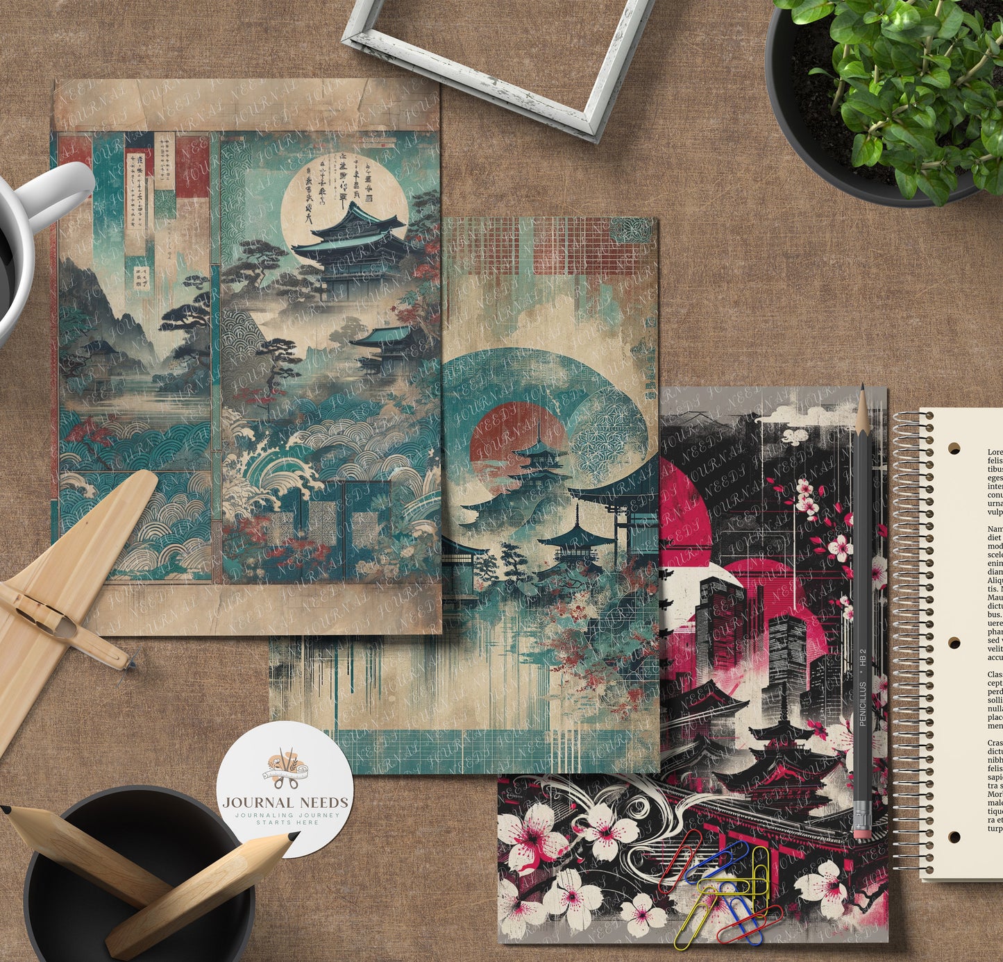 Whispers of Japan: A Grunge Aesthetic Journey through Vintage Nostalgia – Perfect for Junk Journaling & Scrapbooking Enthusiasts journal kit