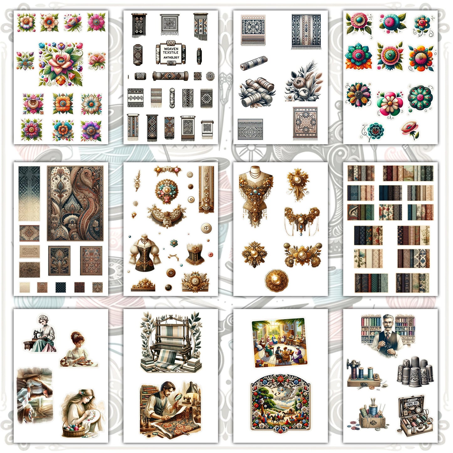Digital Vintage Sewing Bundle: Men, Women, Dresses, Suits, 62+ Pages (JPG, PNG, PDF), Perfect for Junk Journaling & Scrapbooking