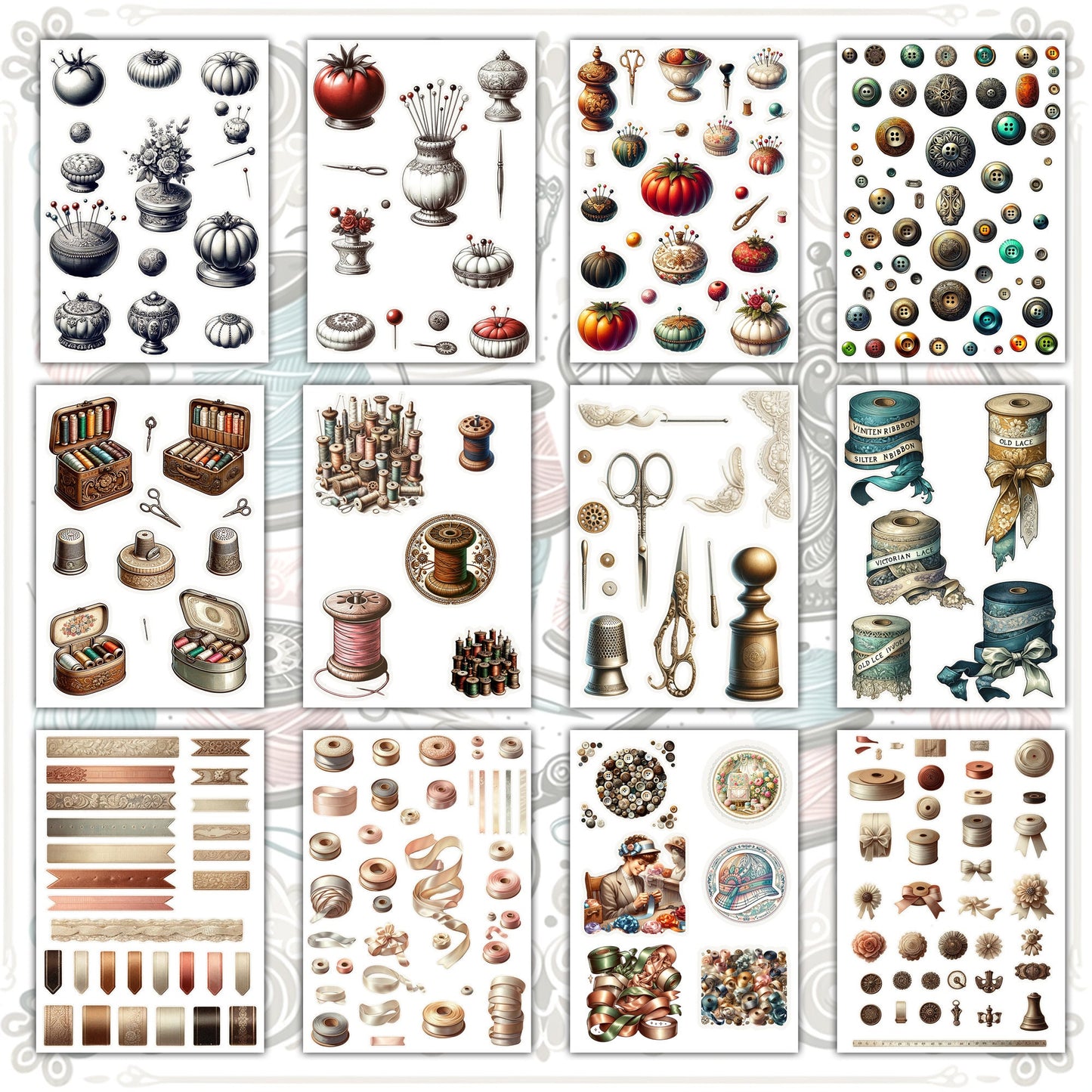 Digital Vintage Sewing Bundle: Men, Women, Dresses, Suits, 62+ Pages (JPG, PNG, PDF), Perfect for Junk Journaling & Scrapbooking