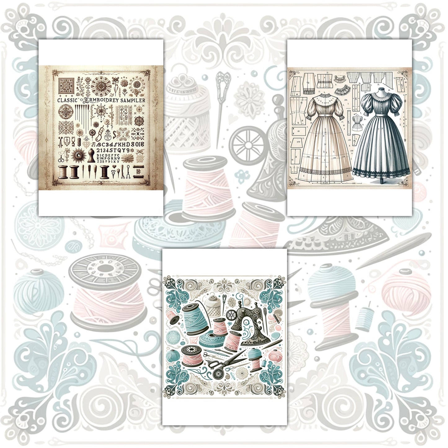 Digital Vintage Sewing Bundle: Men, Women, Dresses, Suits, 62+ Pages (JPG, PNG, PDF), Perfect for Junk Journaling & Scrapbooking