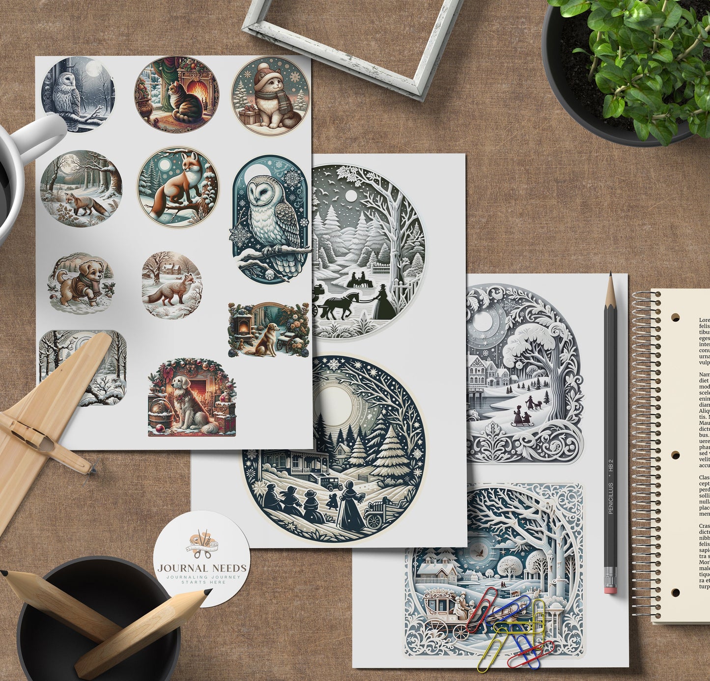 Vintage Snowy Winter Printable: 34 sheet of winter weather, fashion, warm drinks, cozy homes, background -PNG/JPG/PDF, Fussy Cuts, ephemera.