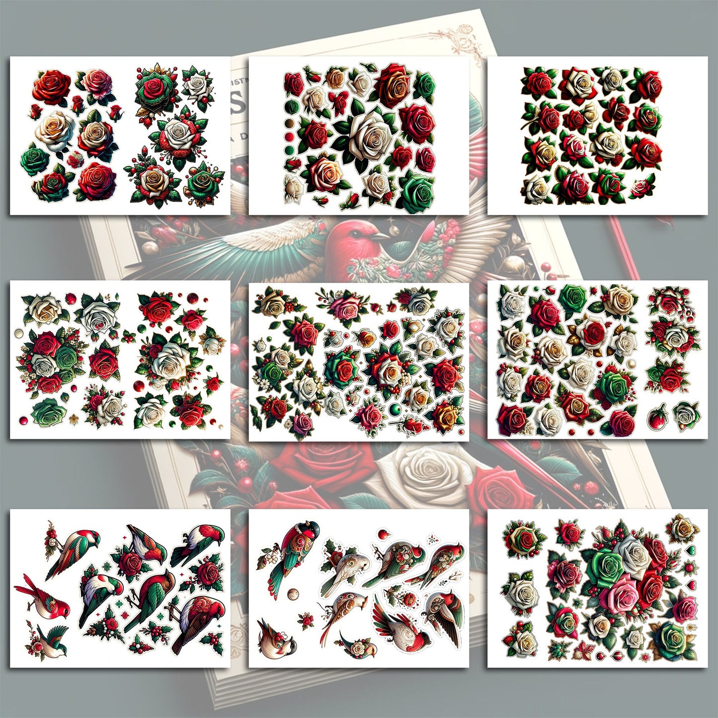 Christmas Flora & Fauna Clipart Bundle: 17-Sheet Collection for Junk Journaling and Crafting