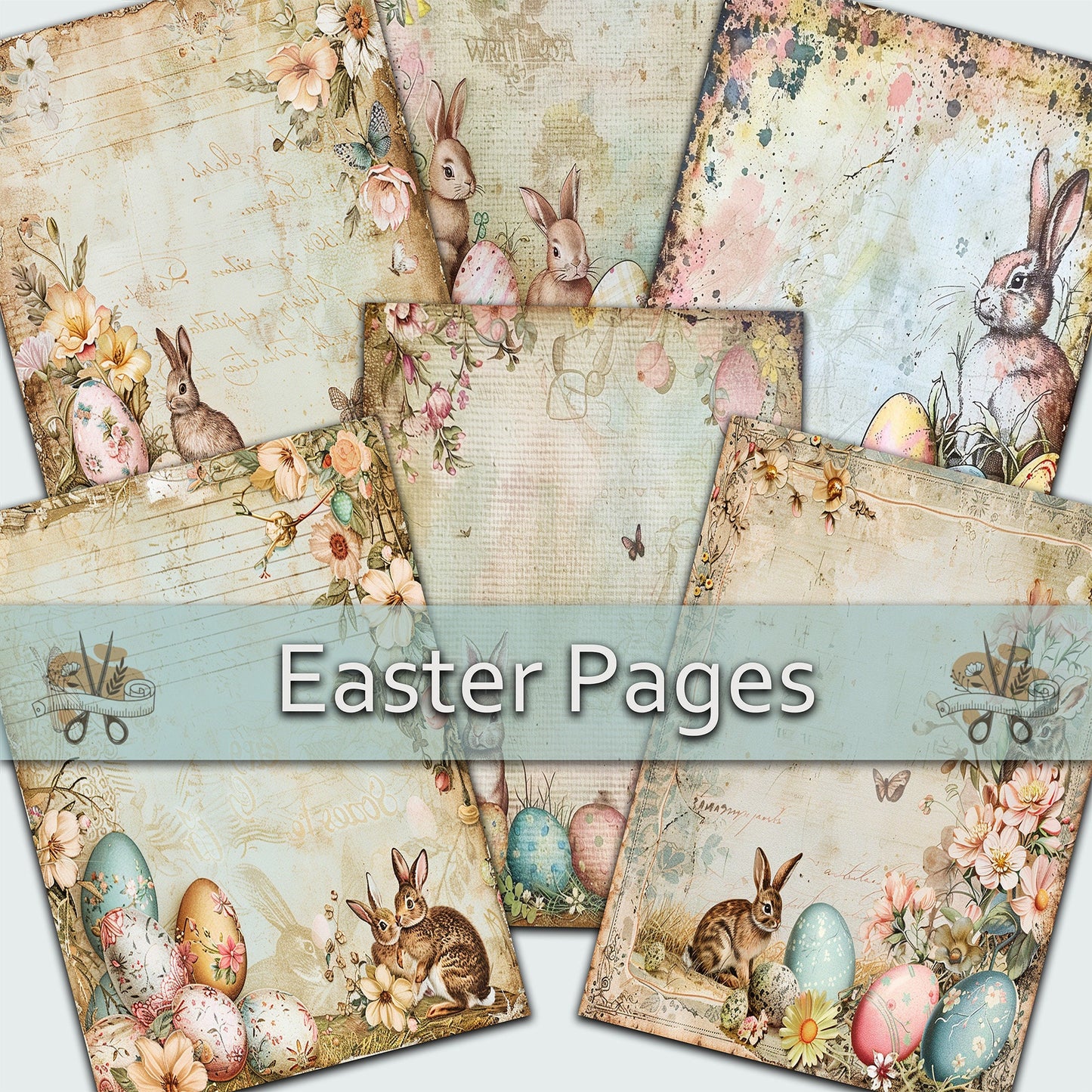 Vintage Easter theme pages, Easter Bunny , Easter Ephemera , Journal page Printable, Junk Journal, Collage, Easter Scrapbook, digital kit
