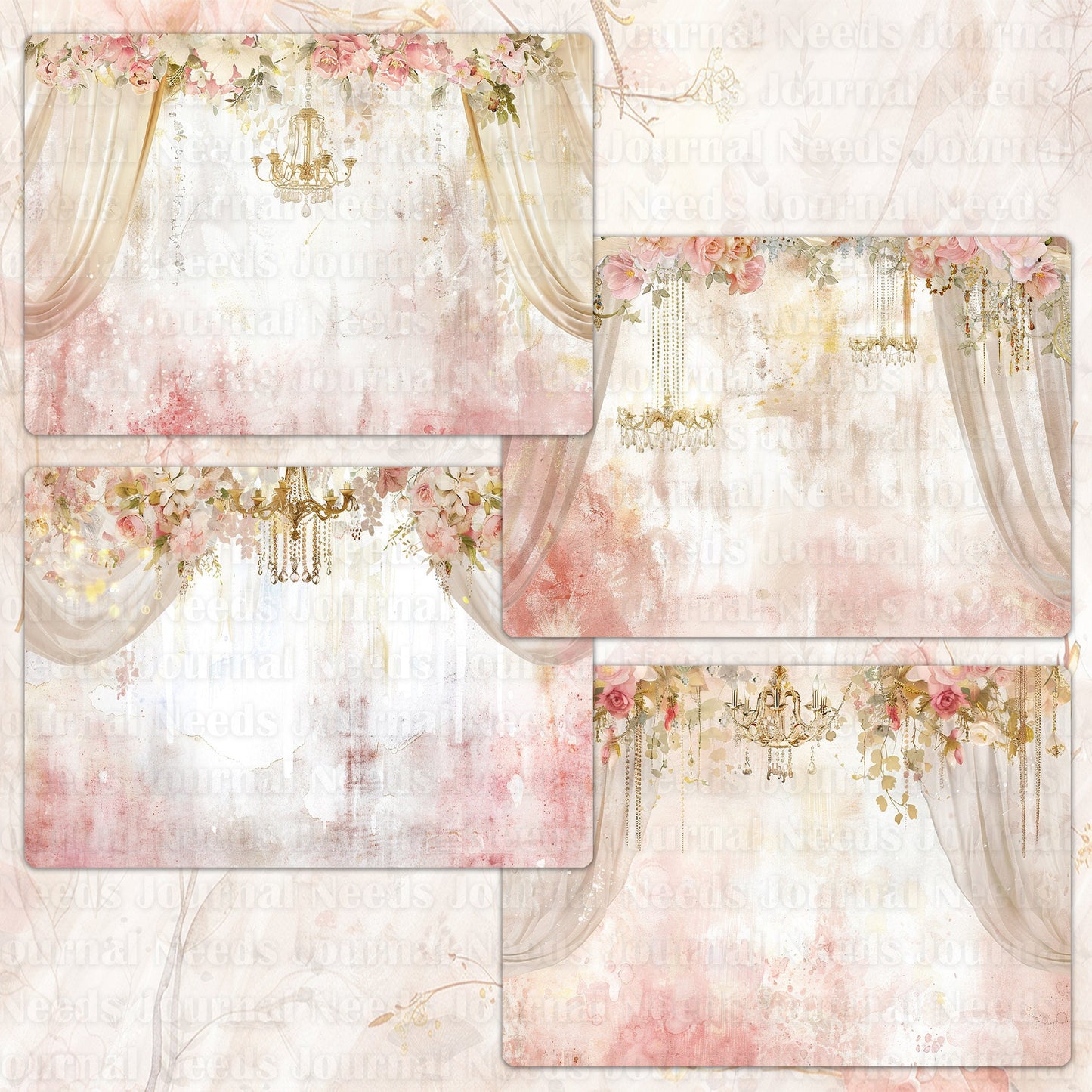 BRUSHED ELEGANCIA SPIRIT . 40 floral background papers for junk journal and scrapbook , digital download, collage sheets folded A4 size