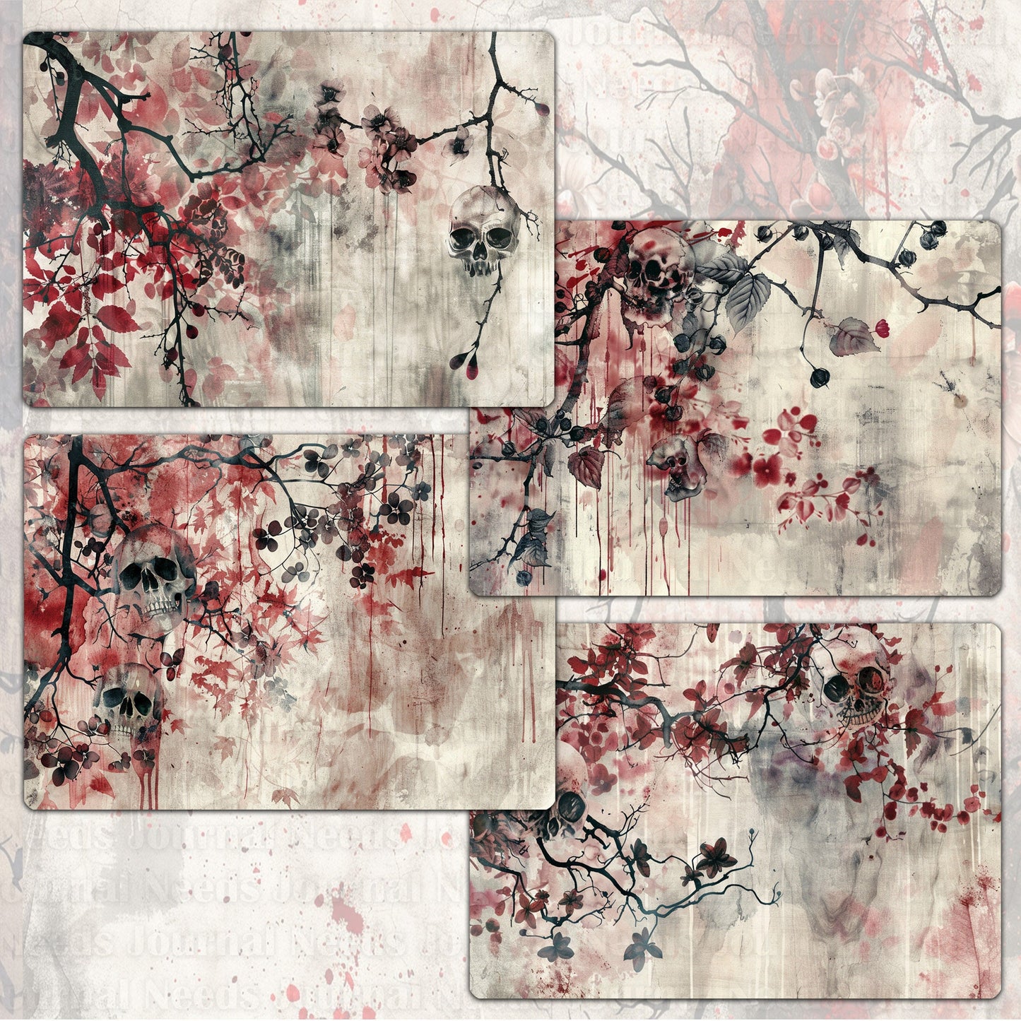 BRUSHED CREEPY SPIRIT . 20 Gothic background papers for junk journal and scrapbook , digital download, collage sheets folded A4 size