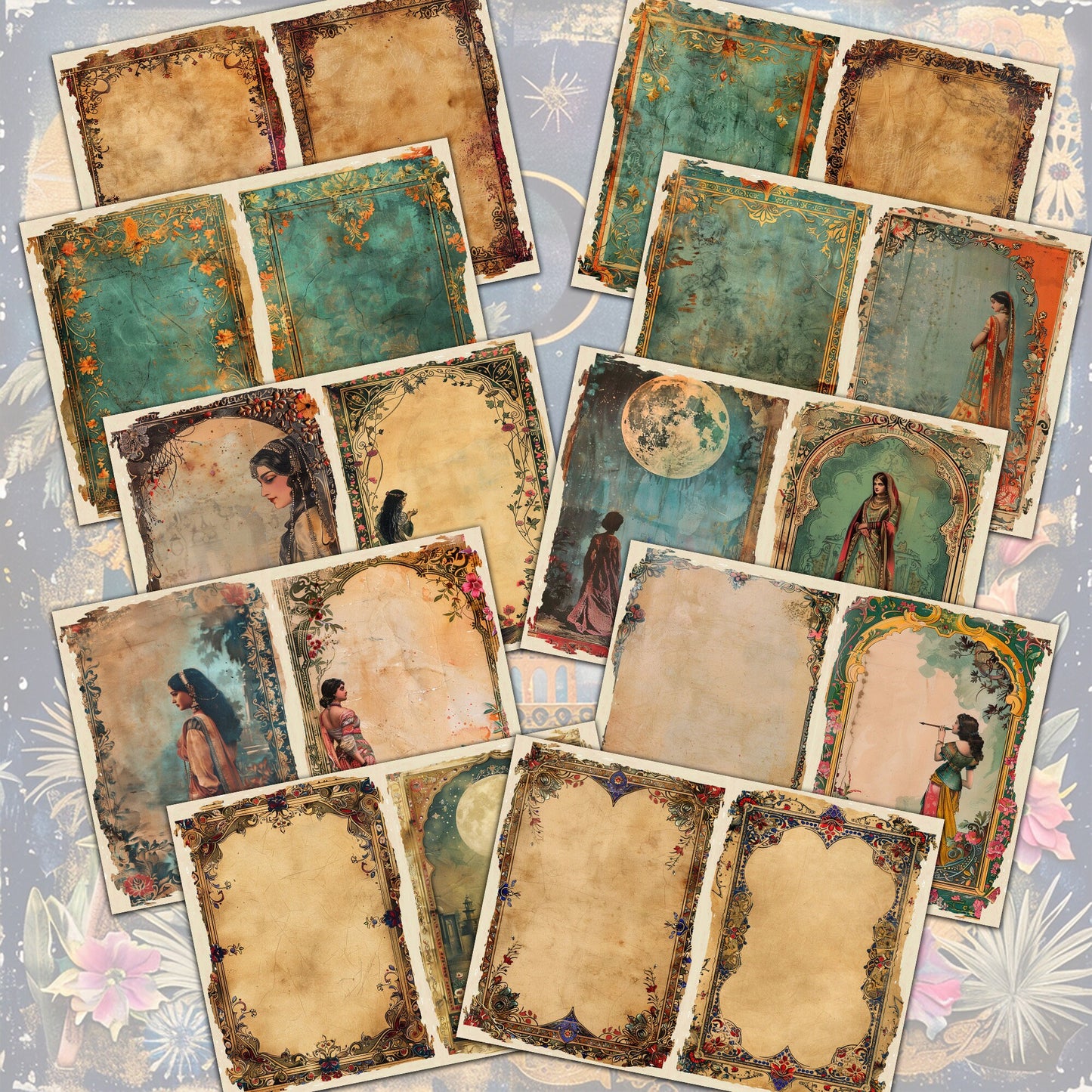 Arabian Nights Junk Journal Digital Collection, 35 Pages & 27 Sticker Sheets for Scrapbooking Crafting Ephemera prince and princes digitals