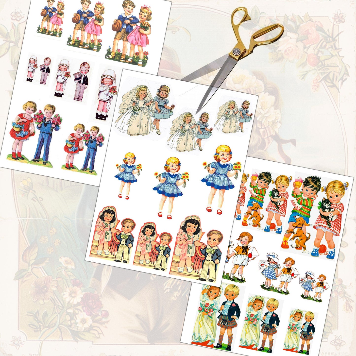 Vintage Wedding Kids Junk Journal Collection 11 Digital Sheets for Scrapbooking & Crafting scrapbooking . ephemera vintage collection - 1900