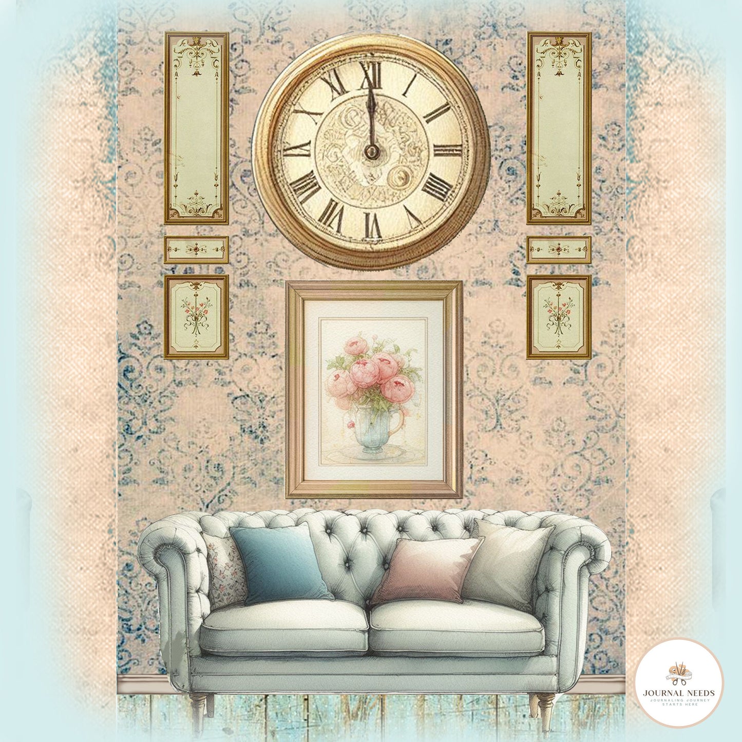 Vintage Country Retreat Pop-Up Journal Kit: Charming Rustic Elegance for Creative Souls - JPG & PDF Formats Included
