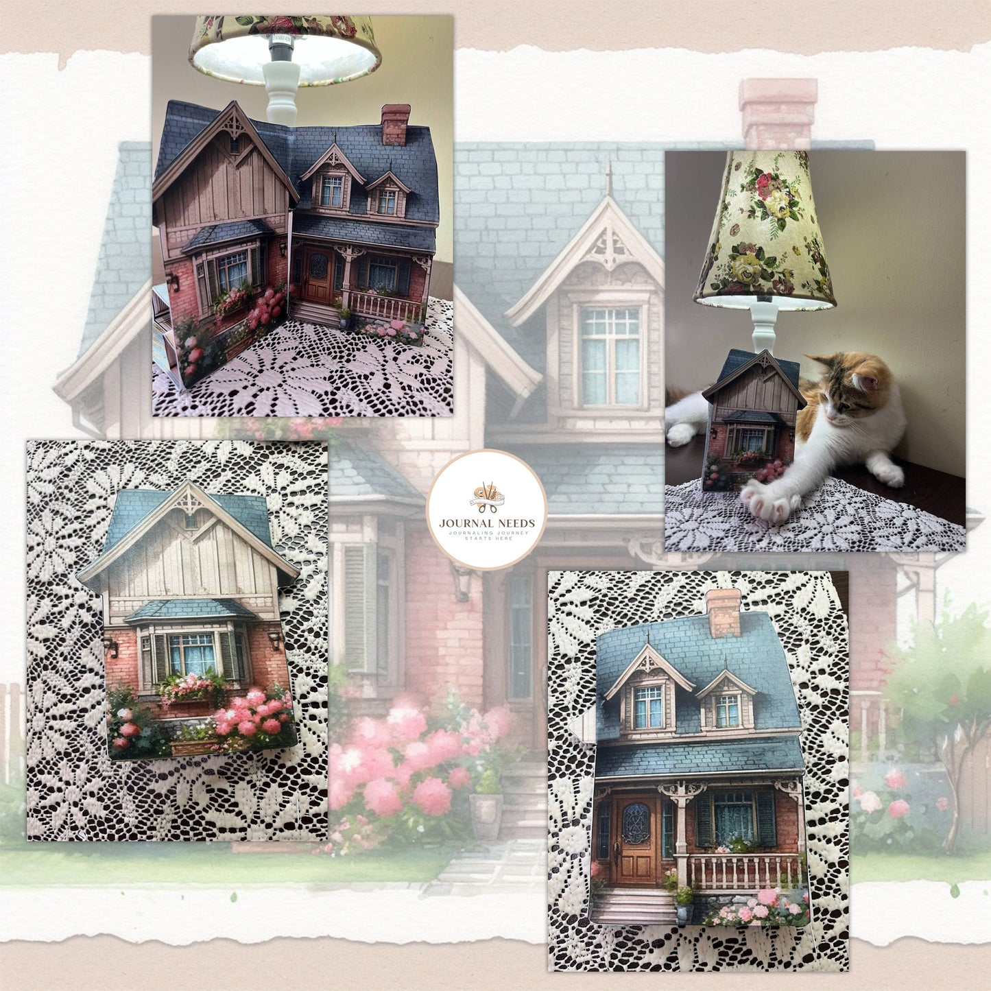 Vintage Country Retreat Pop-Up Journal Kit: Charming Rustic Elegance for Creative Souls - JPG & PDF Formats Included