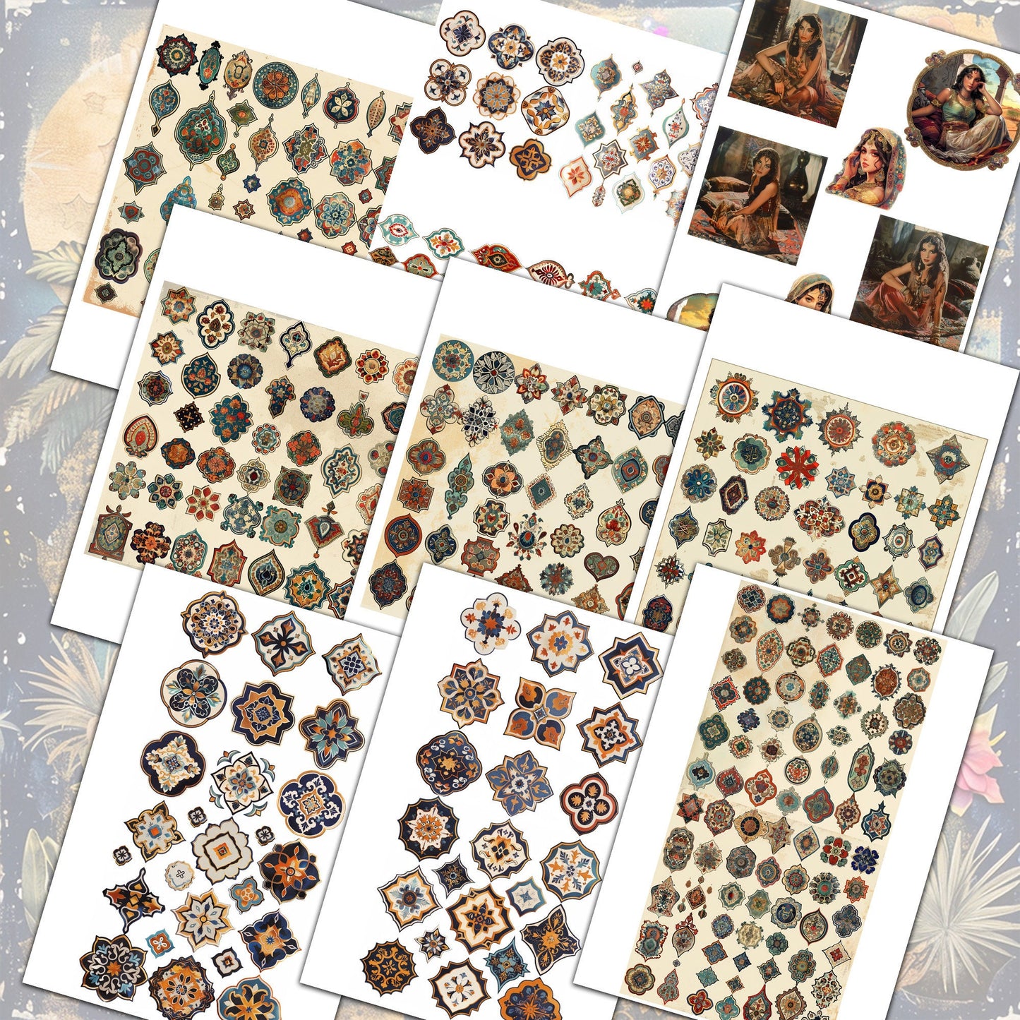 Arabian Nights Junk Journal Digital Collection, 35 Pages & 27 Sticker Sheets for Scrapbooking Crafting Ephemera prince and princes digitals