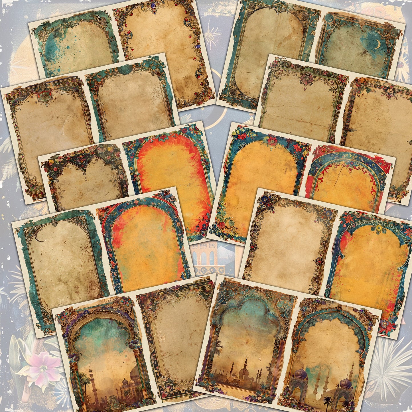 Arabian Nights Junk Journal Digital Collection, 35 Pages & 27 Sticker Sheets for Scrapbooking Crafting Ephemera prince and princes digitals