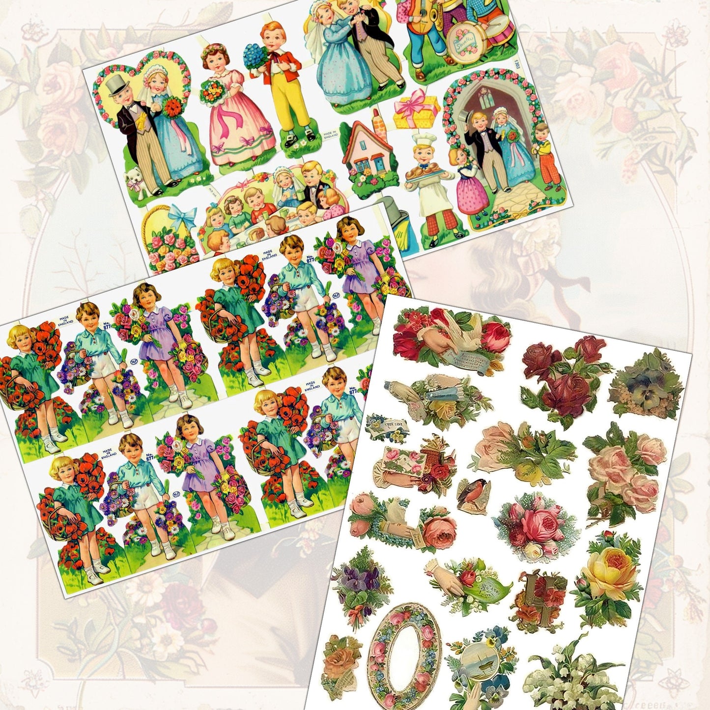 Vintage Wedding Kids Junk Journal Collection 11 Digital Sheets for Scrapbooking & Crafting scrapbooking . ephemera vintage collection - 1900