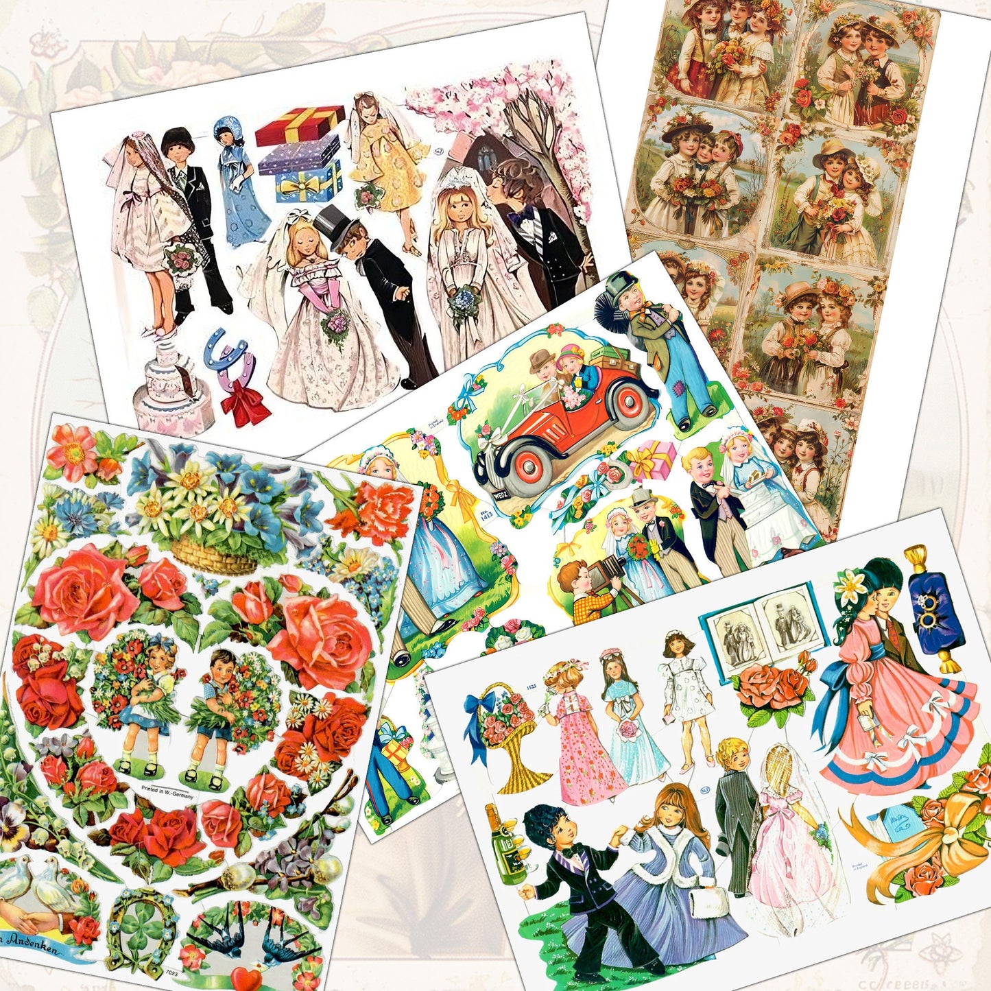 Vintage Wedding Kids Junk Journal Collection 11 Digital Sheets for Scrapbooking & Crafting scrapbooking . ephemera vintage collection - 1900
