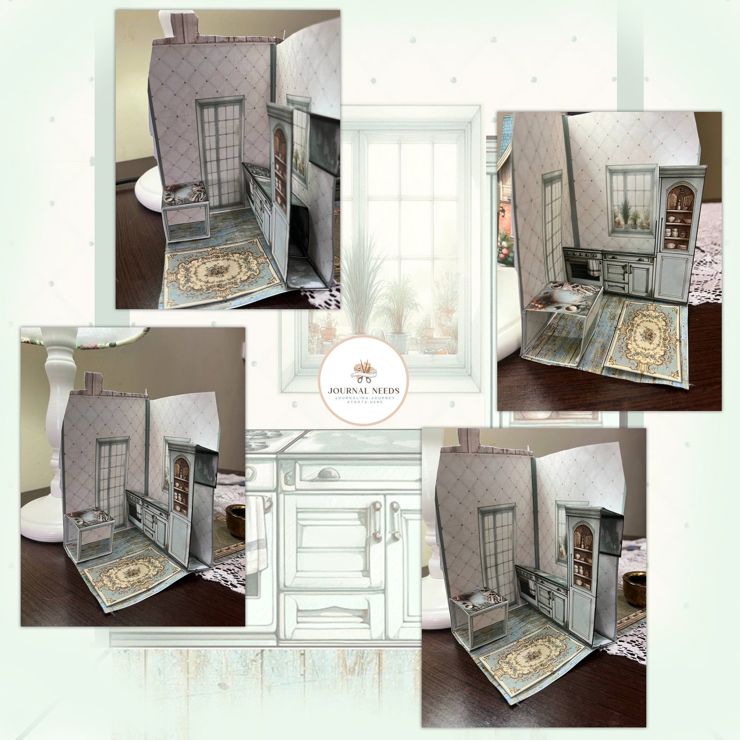 Vintage Country Retreat Pop-Up Journal Kit: Charming Rustic Elegance for Creative Souls - JPG & PDF Formats Included