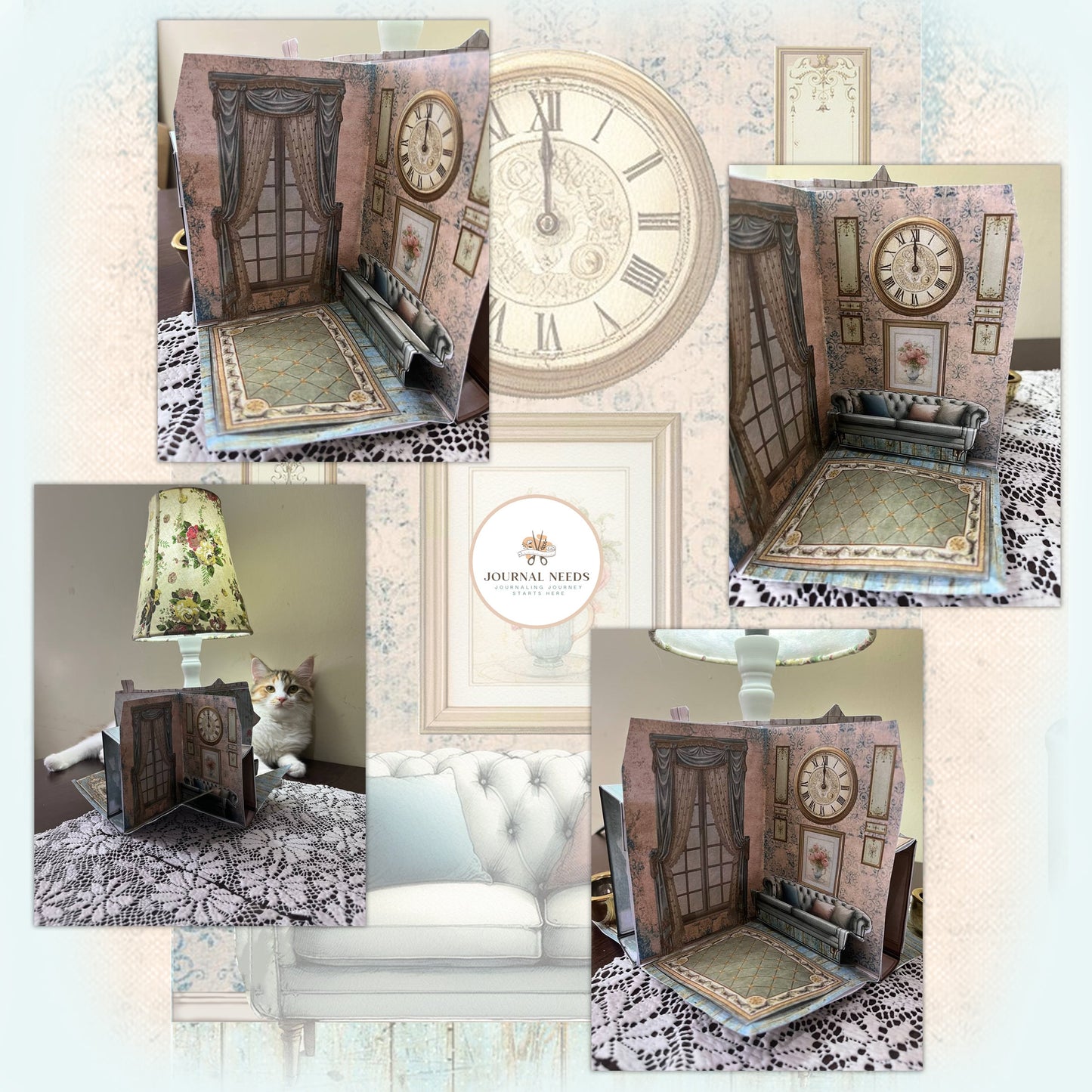Vintage Country Retreat Pop-Up Journal Kit: Charming Rustic Elegance for Creative Souls - JPG & PDF Formats Included