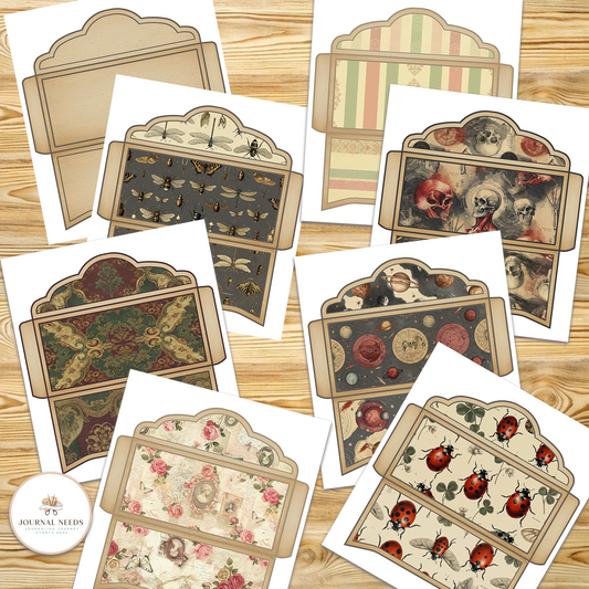 🕊️ Vintage Envelope Template Collection – 7 Unique Printable Designs (PDF + JPG)