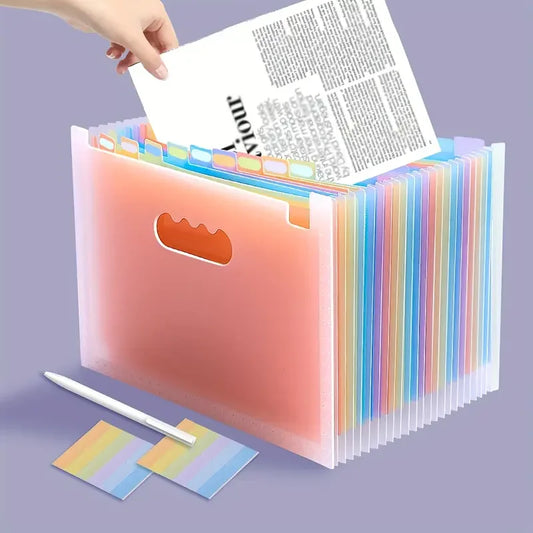 1pc, 25 layers, A4 large capacity transparent expandable folder, rainbow student storage bag,  suitable for office, home, school
