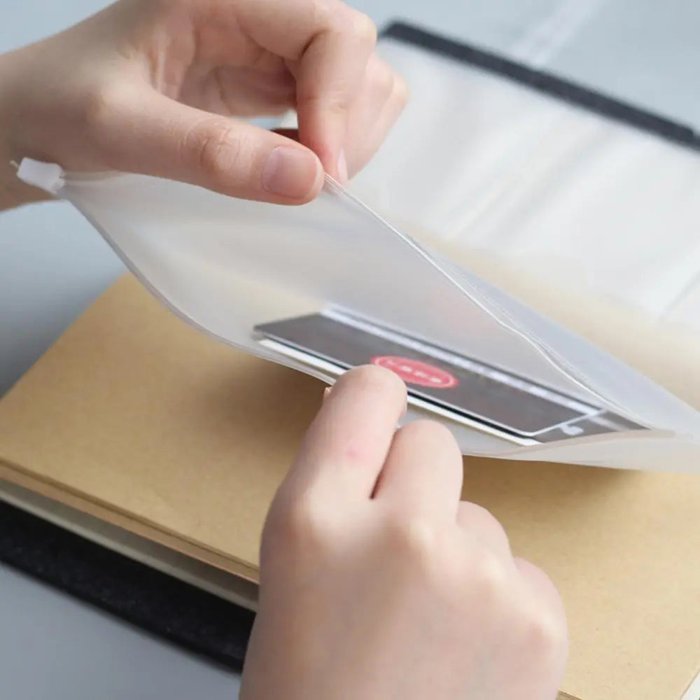 Transparent PVC Storage Bag for Traveler's Notebook Diary Day Planner Accessories Business Cards Notes Pouch Zipper Bag