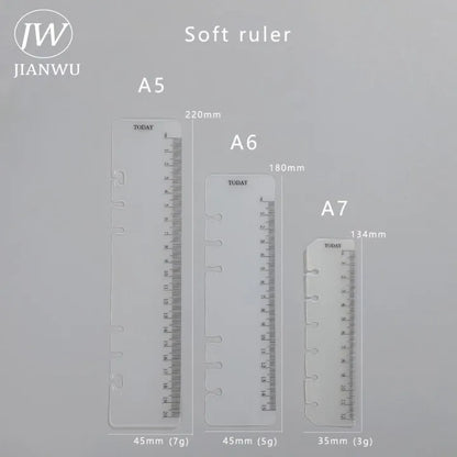 JIANWU A5/A6/A7 Soft Ruler Binder Accessories Loose Leaf Transparent Ruler Measuring Tools Kawaii Stationery For School Supplies