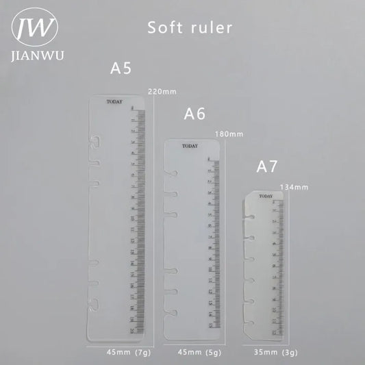 JIANWU A5/A6/A7 Soft Ruler Binder Accessories Loose Leaf Transparent Ruler Measuring Tools Kawaii Stationery For School Supplies