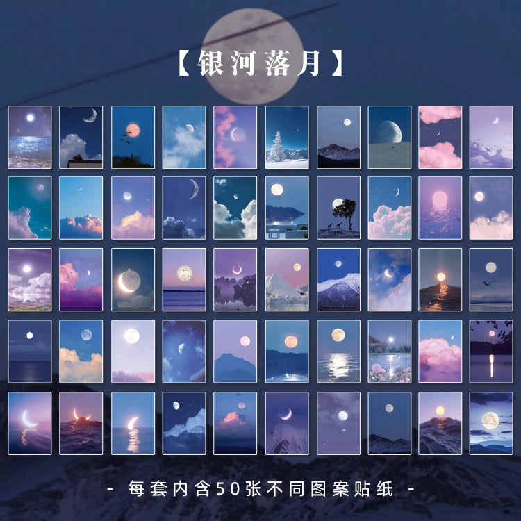 JIANQI 50 pcs INS Scrapbook Stickers aesthetic landscape junk journal Korea Stationery sticker book Scrapbooking Material