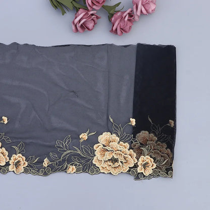 1Y Black Lace Ribbon Fabric  22cm Width DIY Handmade Crafts Sewing Apparel Fabric White Lace Trimming Material