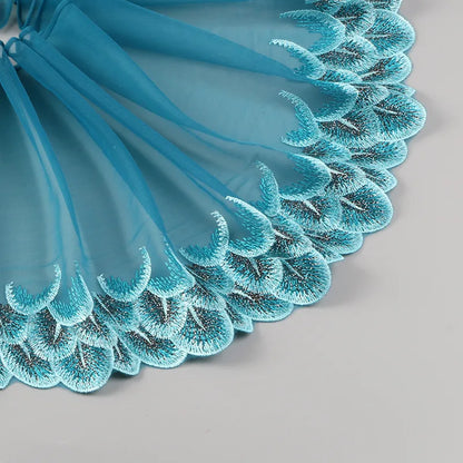 1Y Blue Lace Trim Handmade DIY Doll Clothing Accessories Wedding Floral Embroidery Lace Fabrics Curtains Sewing Wide 21CM